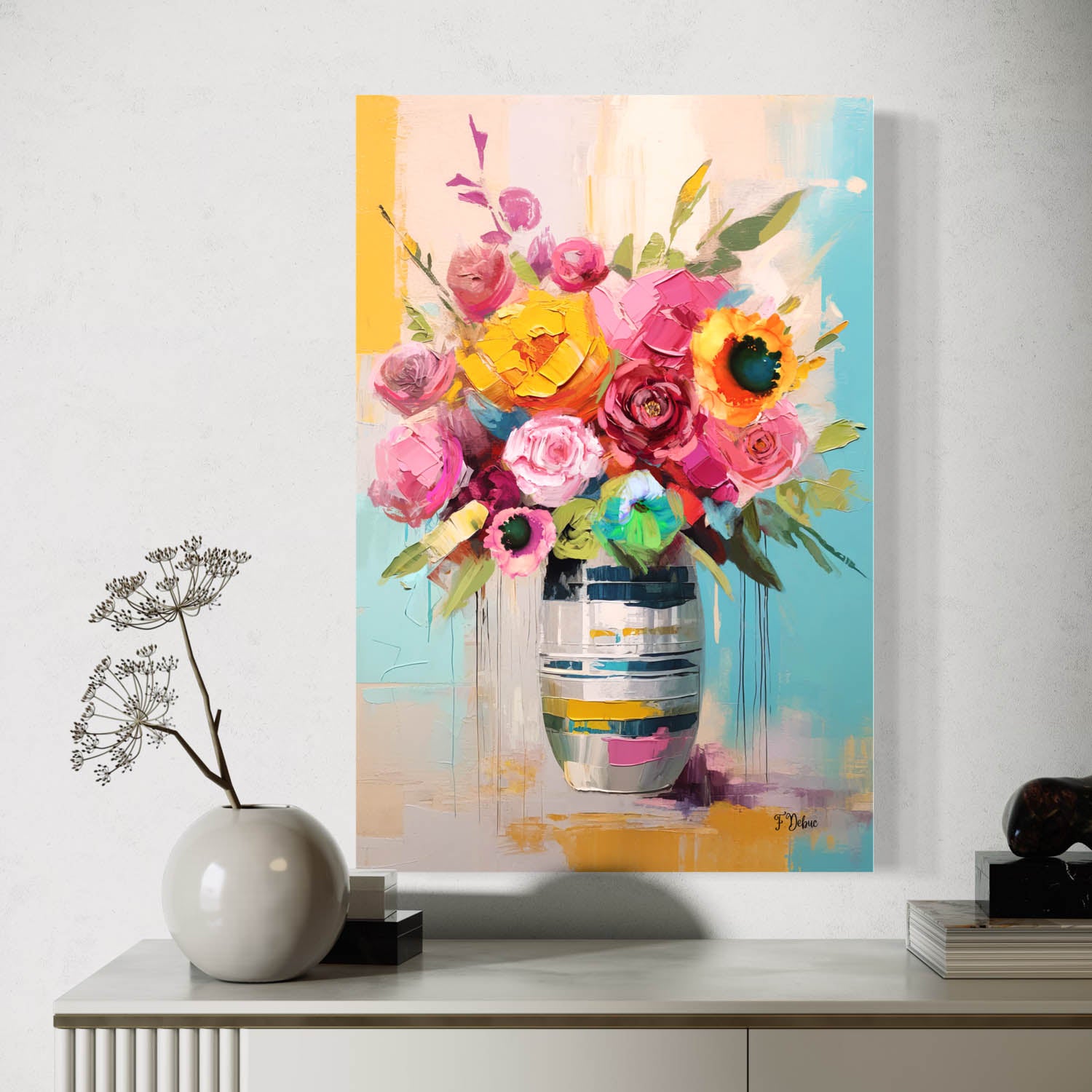 Impasto Floral Wall Art Print: Vibrant Blooms Home Décor