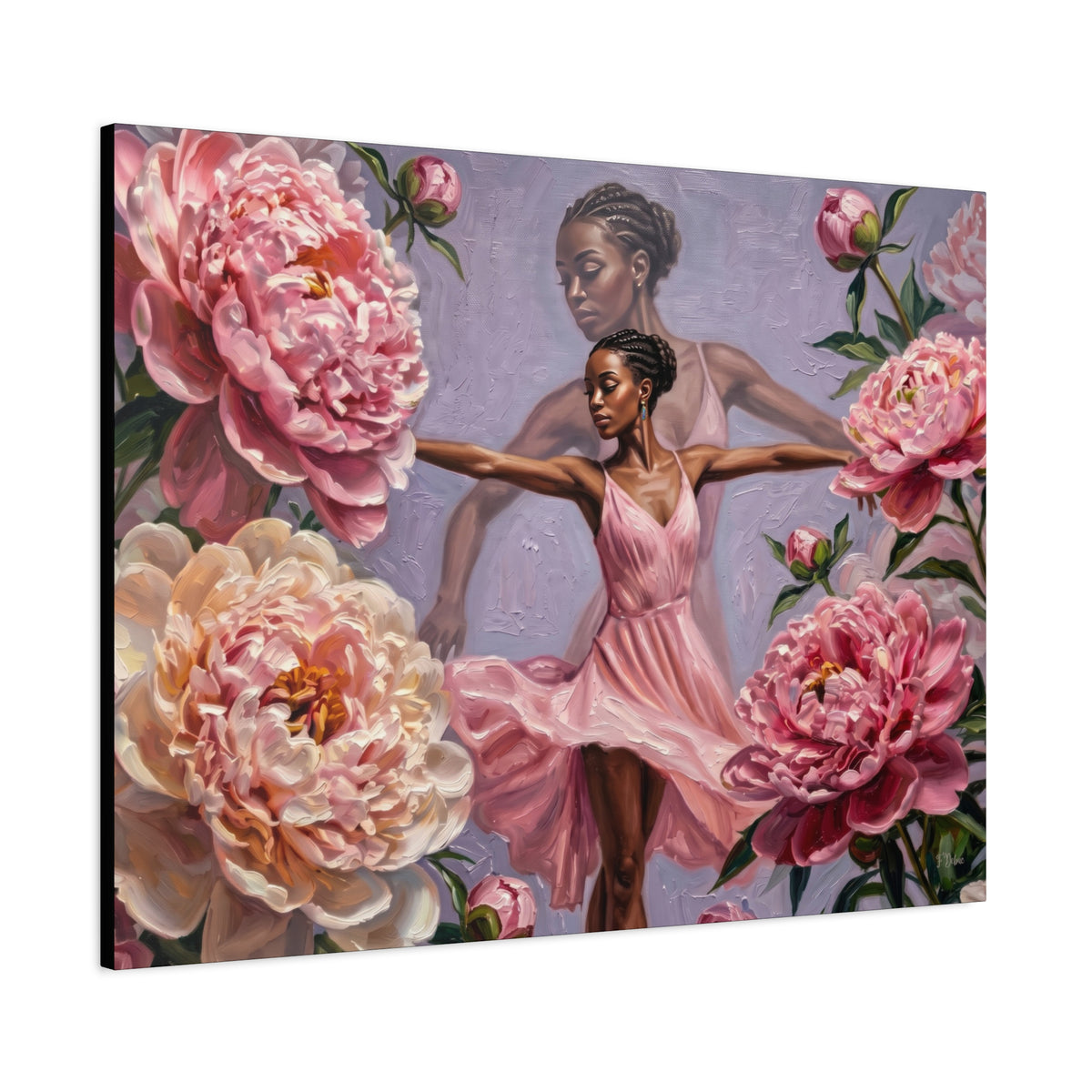Ballet Dancer Peonies - Canvas Wall Art