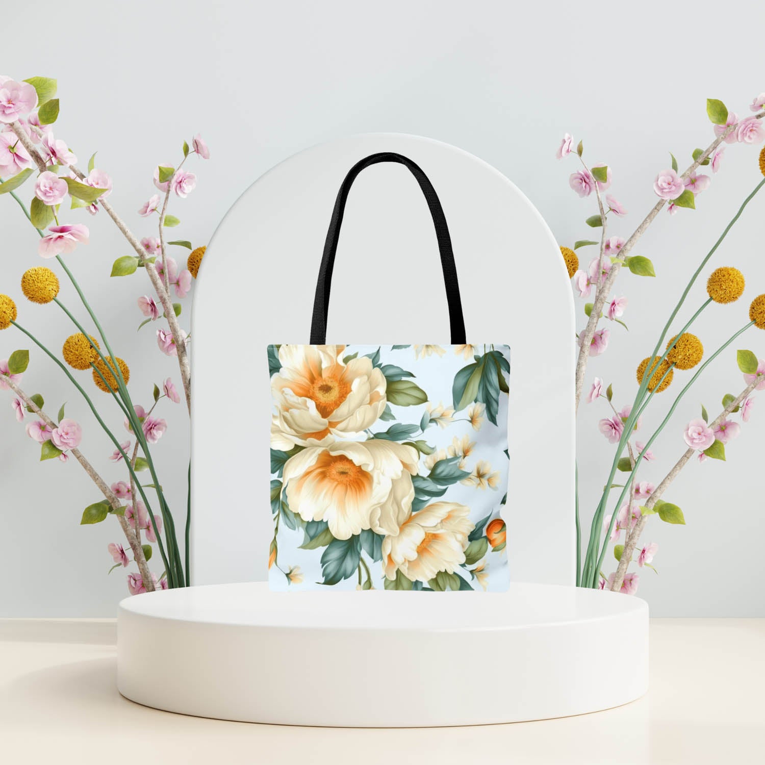 Flower Tote Bag for Weekend, Floral Canvas Tote, Elegant Tote Bag — free download