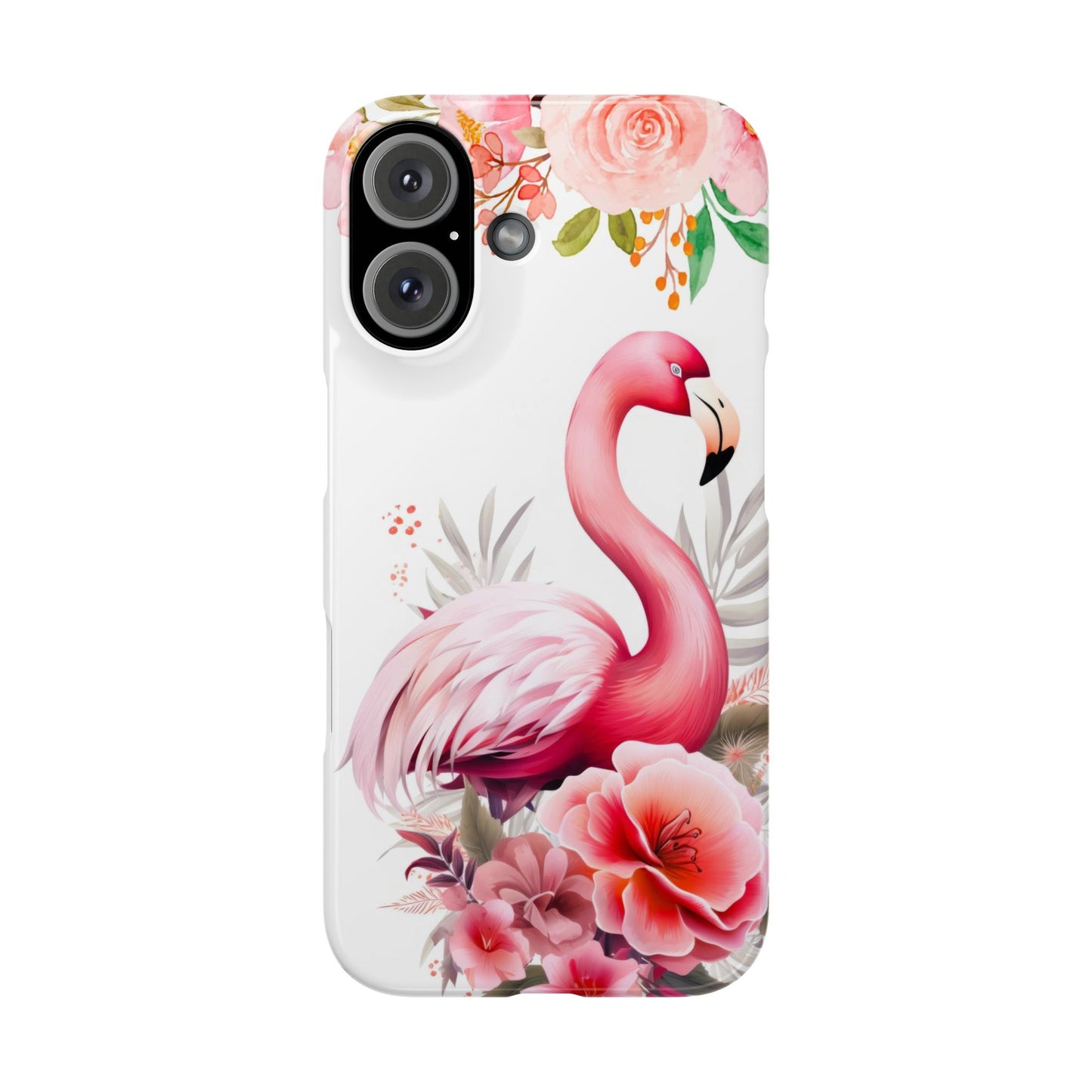 Floral Pink Flamingo - iPhone Case