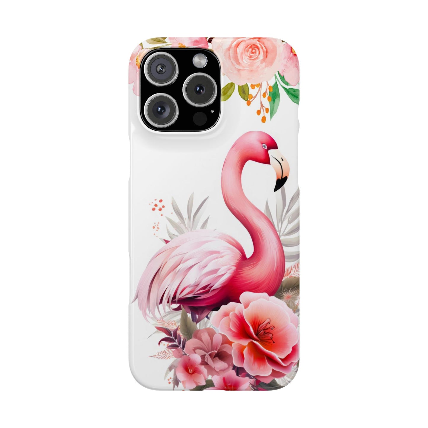 Floral Pink Flamingo - iPhone Case