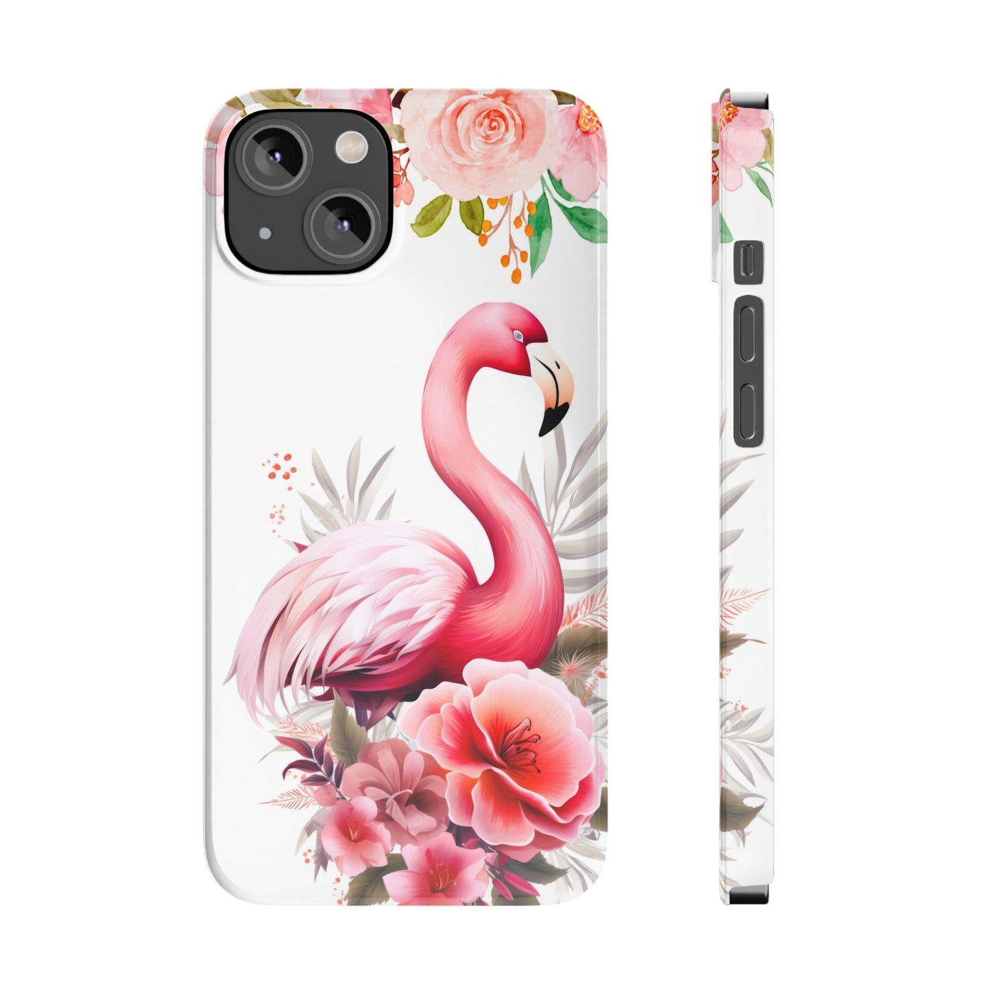 Floral Pink Flamingo - iPhone Case