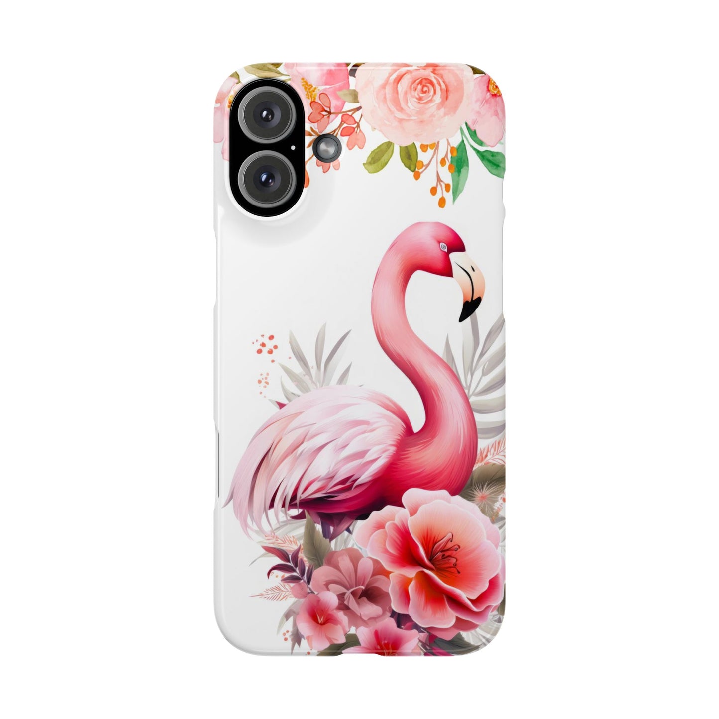 Floral Pink Flamingo - iPhone Case