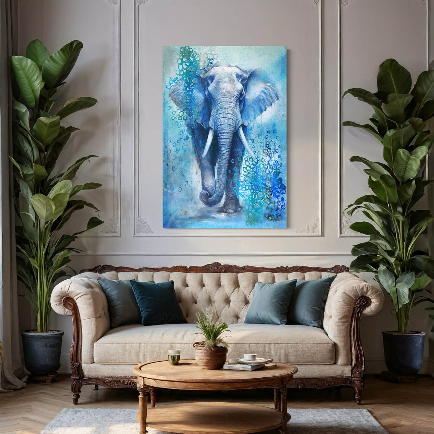 Blue Elephant - Canvas Wall Art