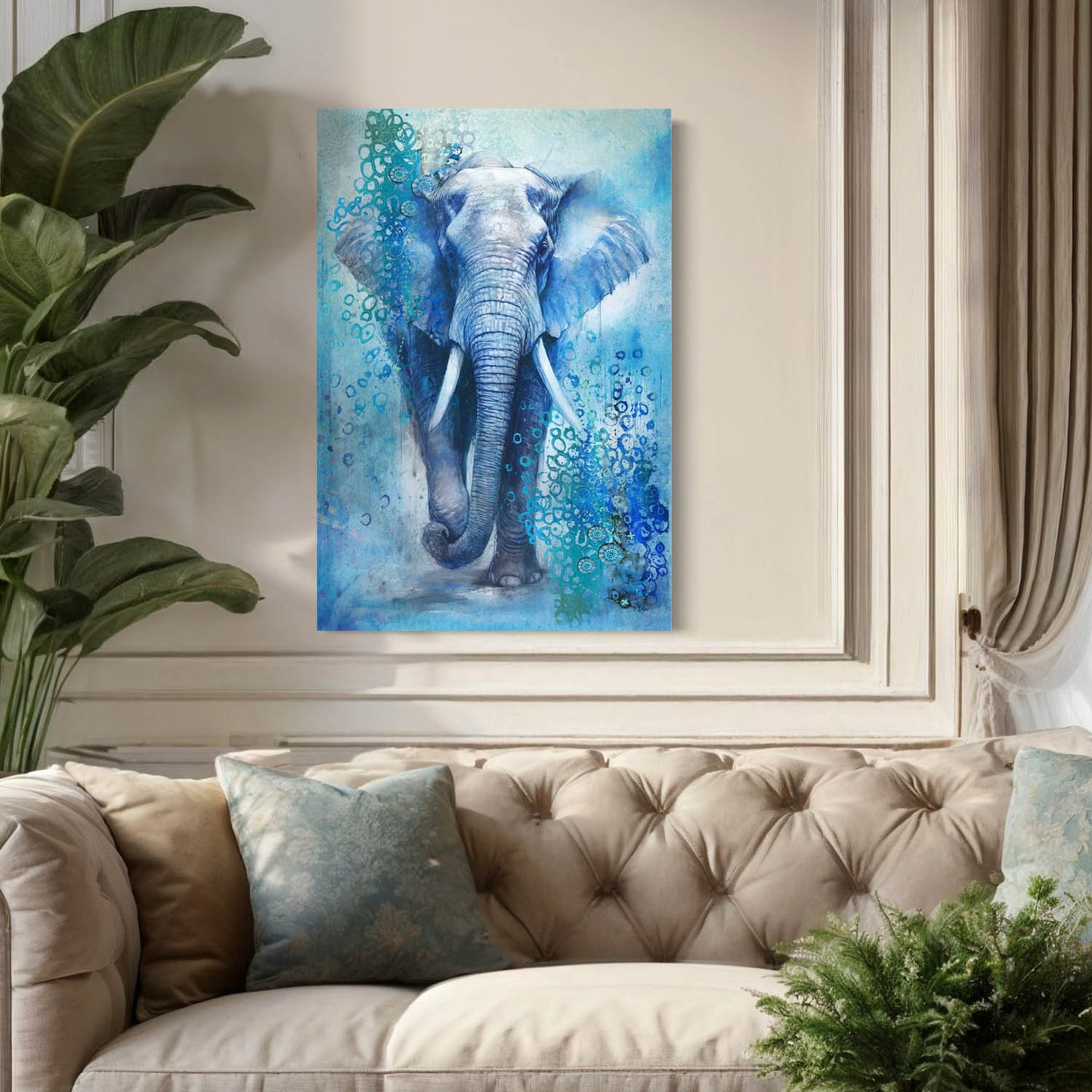 Blue Elephant - Canvas Wall Art