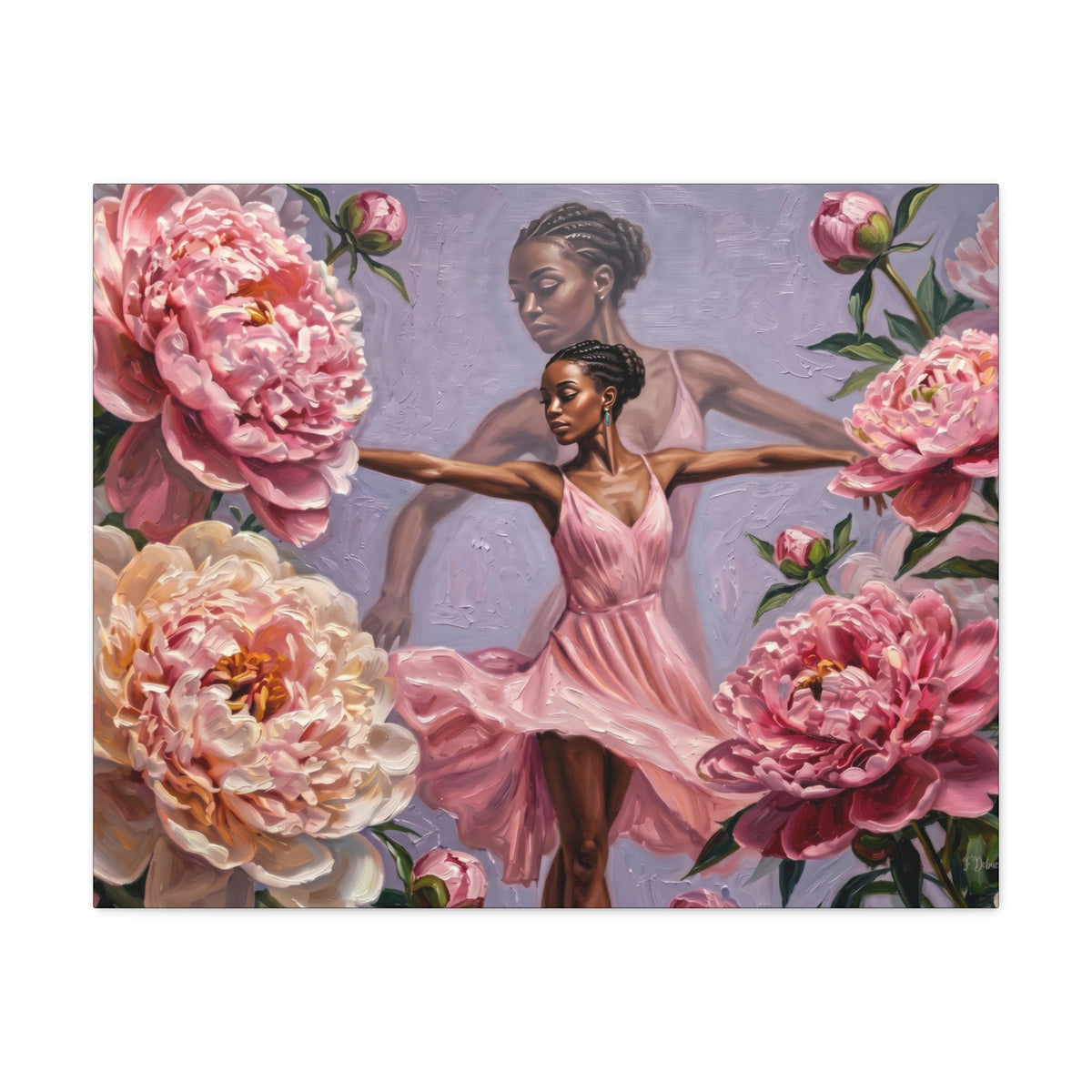Ballet Dancer Peonies - Canvas Wall Art
