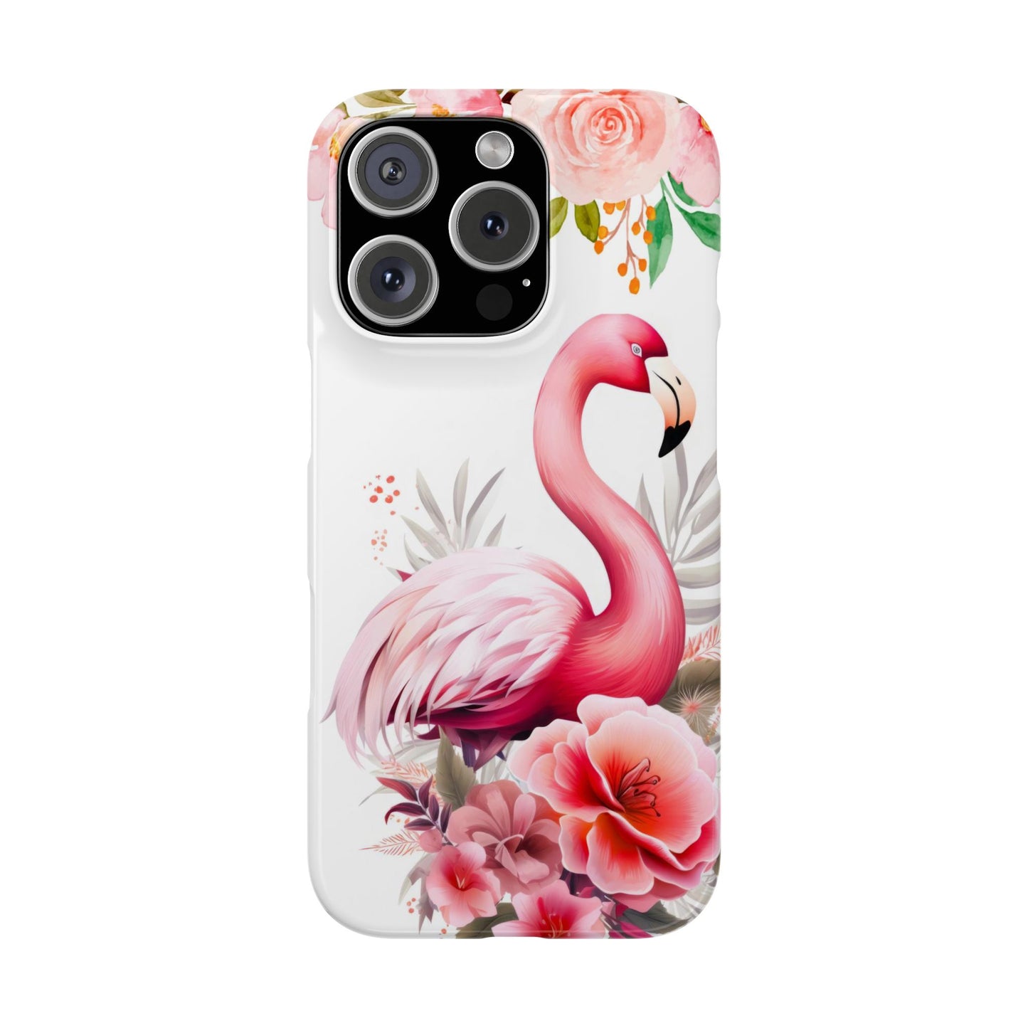 Floral Pink Flamingo - iPhone Case