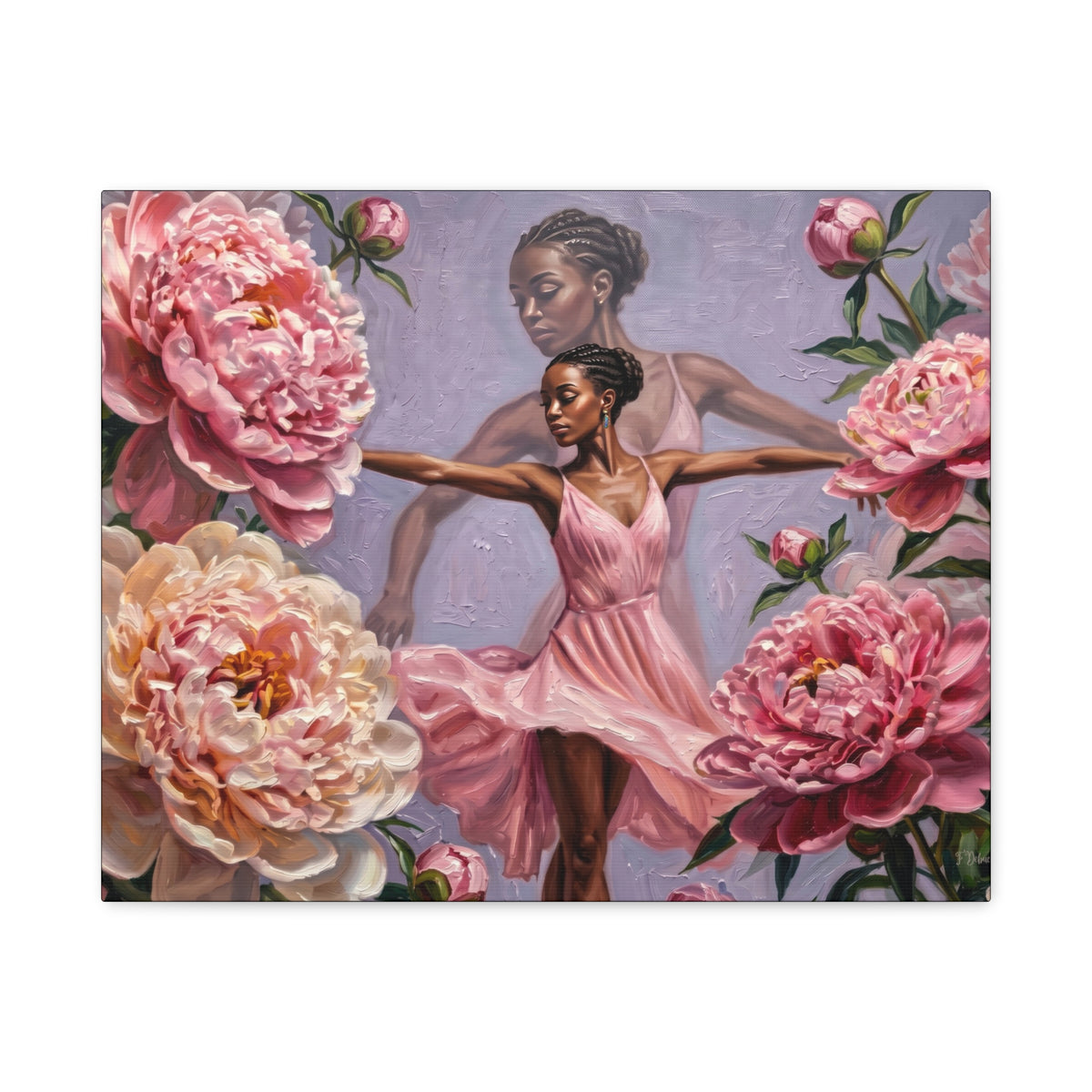 Ballet Dancer Peonies - Canvas Wall Art