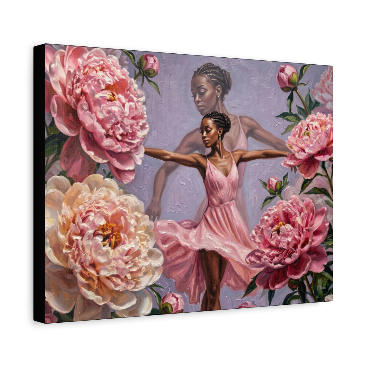 Ballet Dancer Peonies - Canvas Wall Art