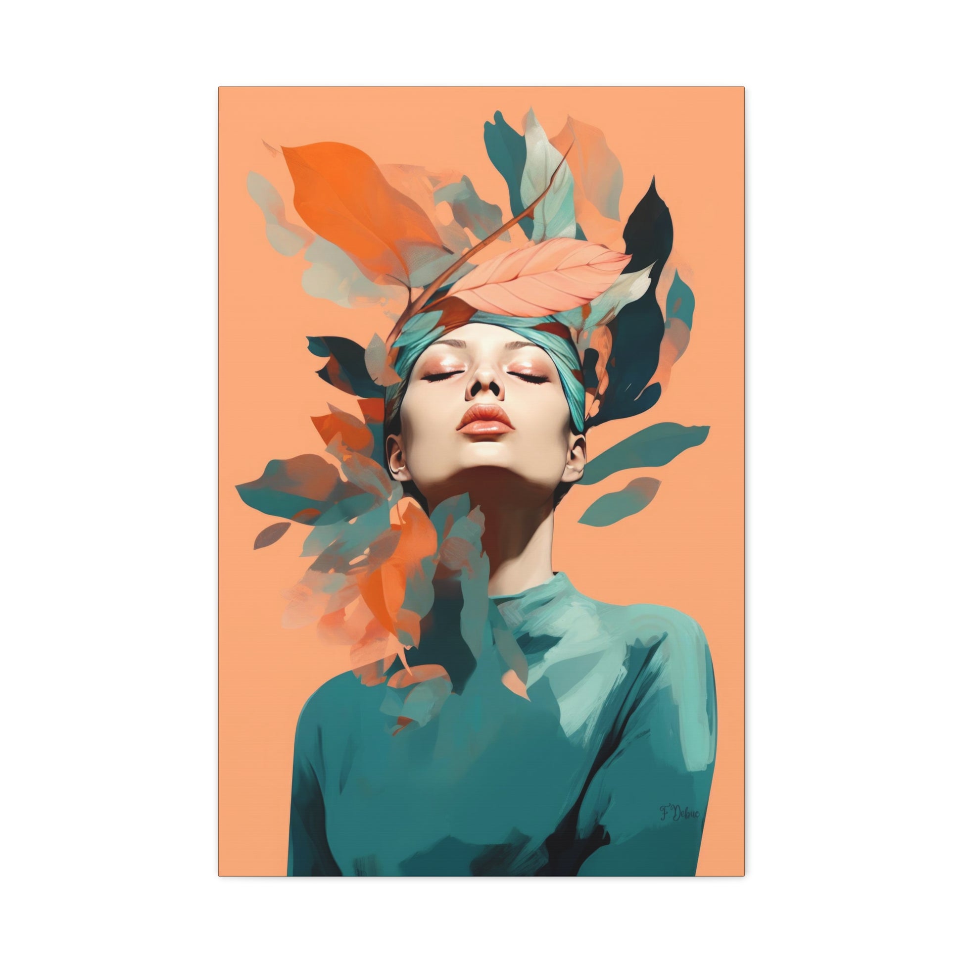 This portrait of a woman wearing a leaves crown comes to life in muted tones, a perfect addition to your space.