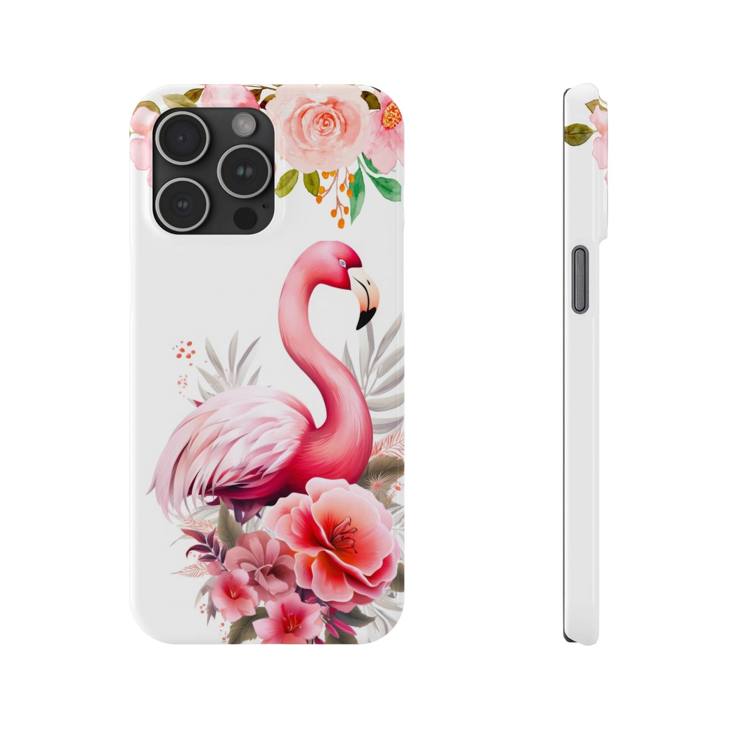 Floral Pink Flamingo - iPhone Case