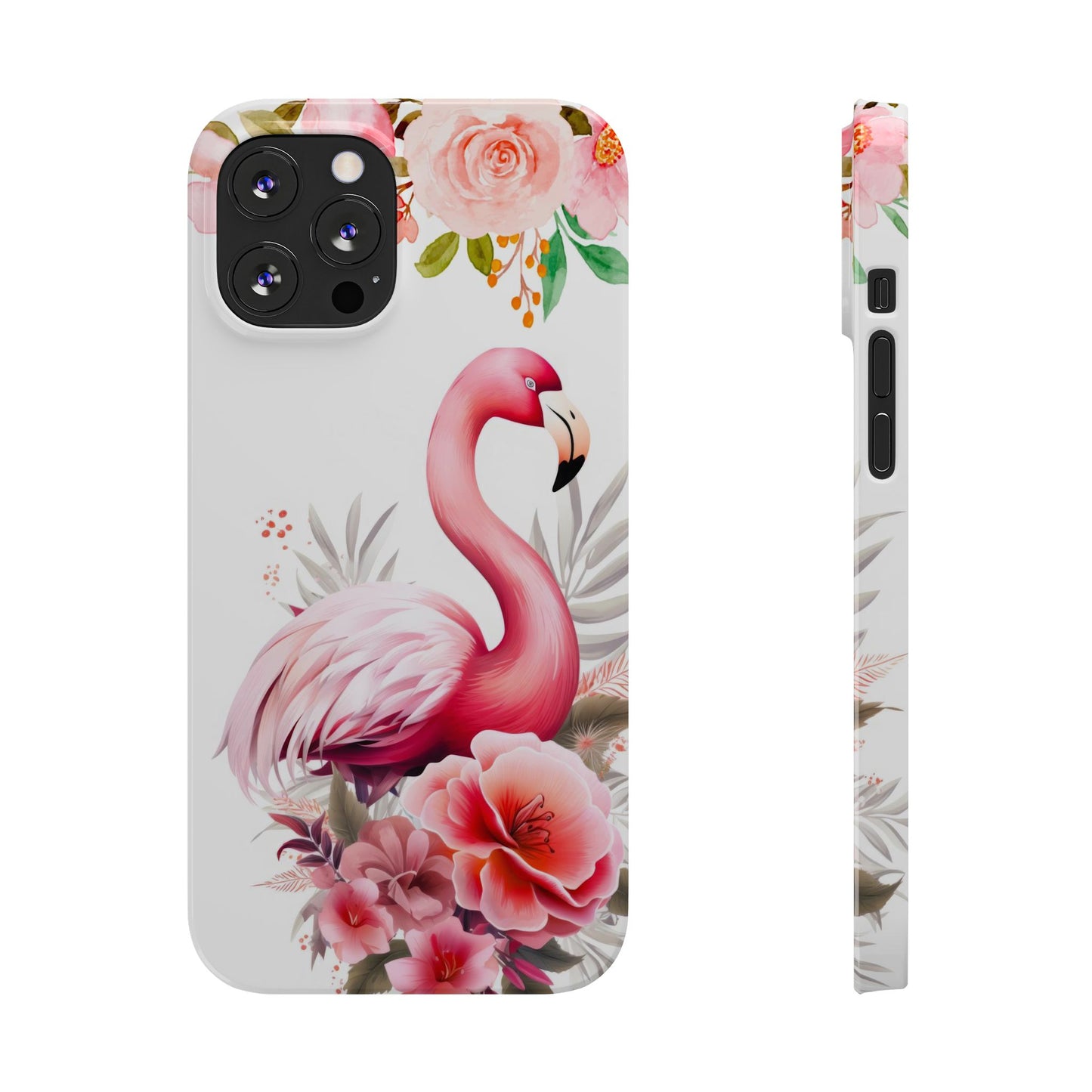 Floral Pink Flamingo - iPhone Case