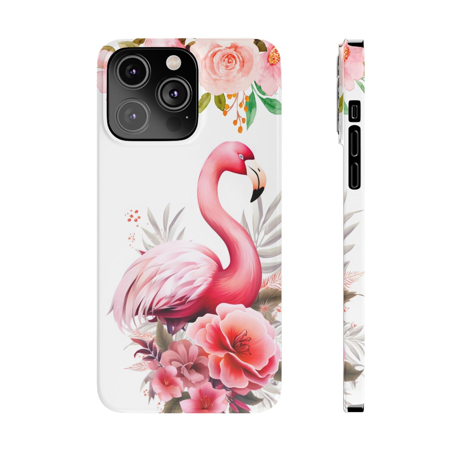 Floral Pink Flamingo - iPhone Case