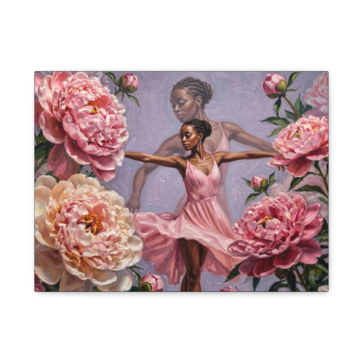 Ballet Dancer Peonies - Canvas Wall Art