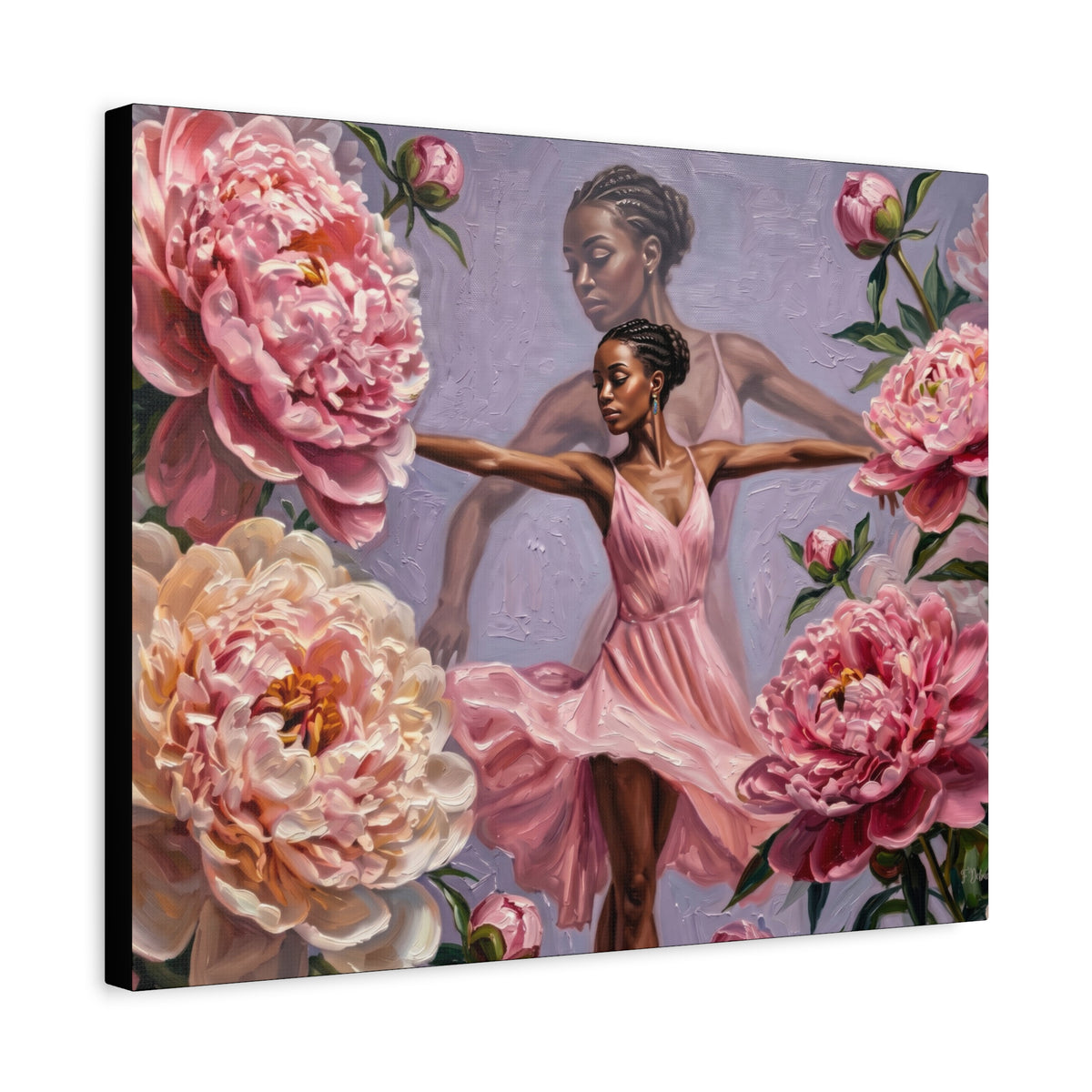 Ballet Dancer Peonies - Canvas Wall Art
