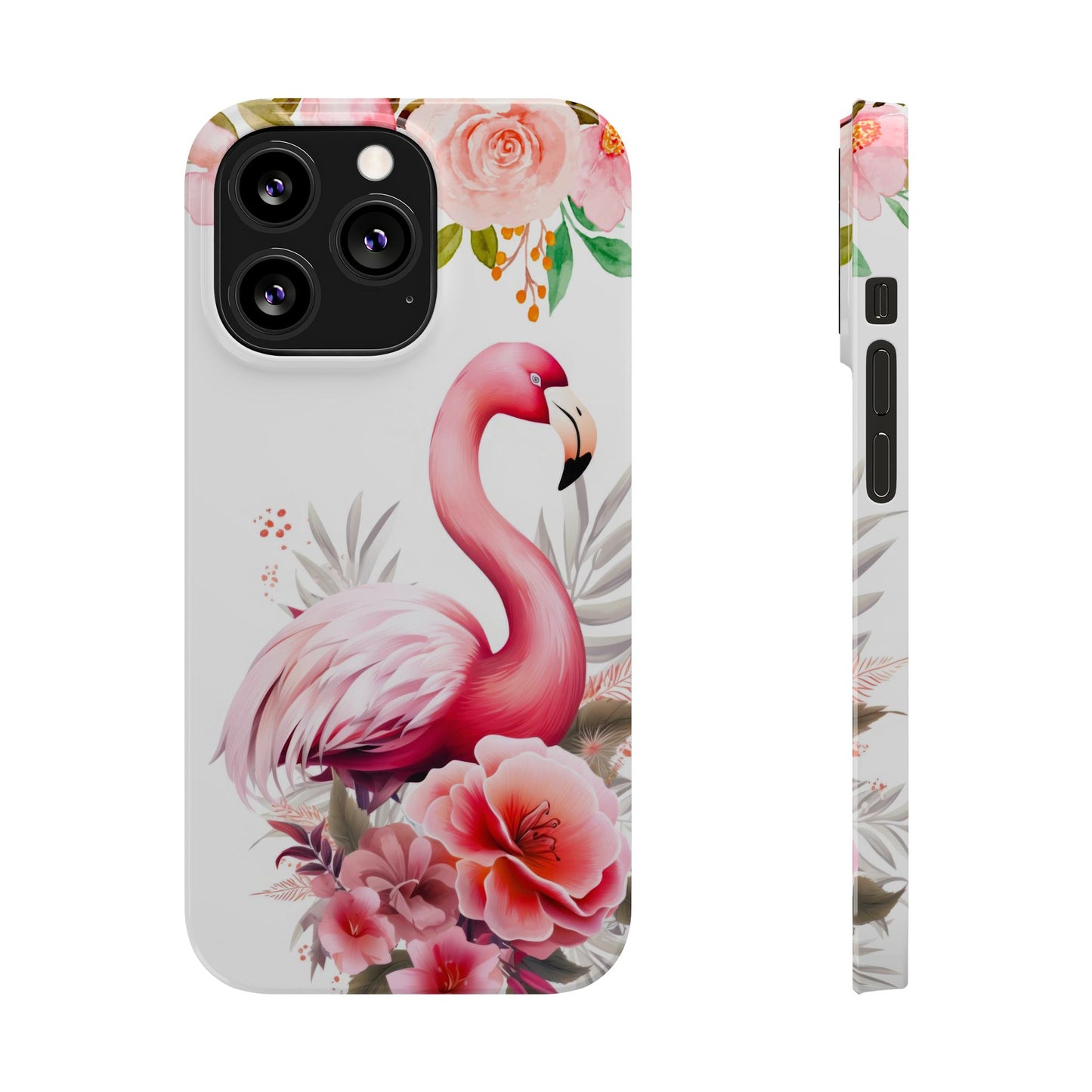 Floral Pink Flamingo - iPhone Case