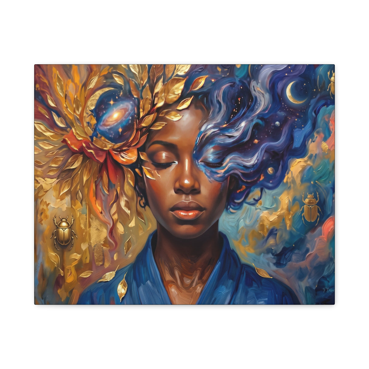 Surreal Sun & Moon Portrait - Canvas Wall Art