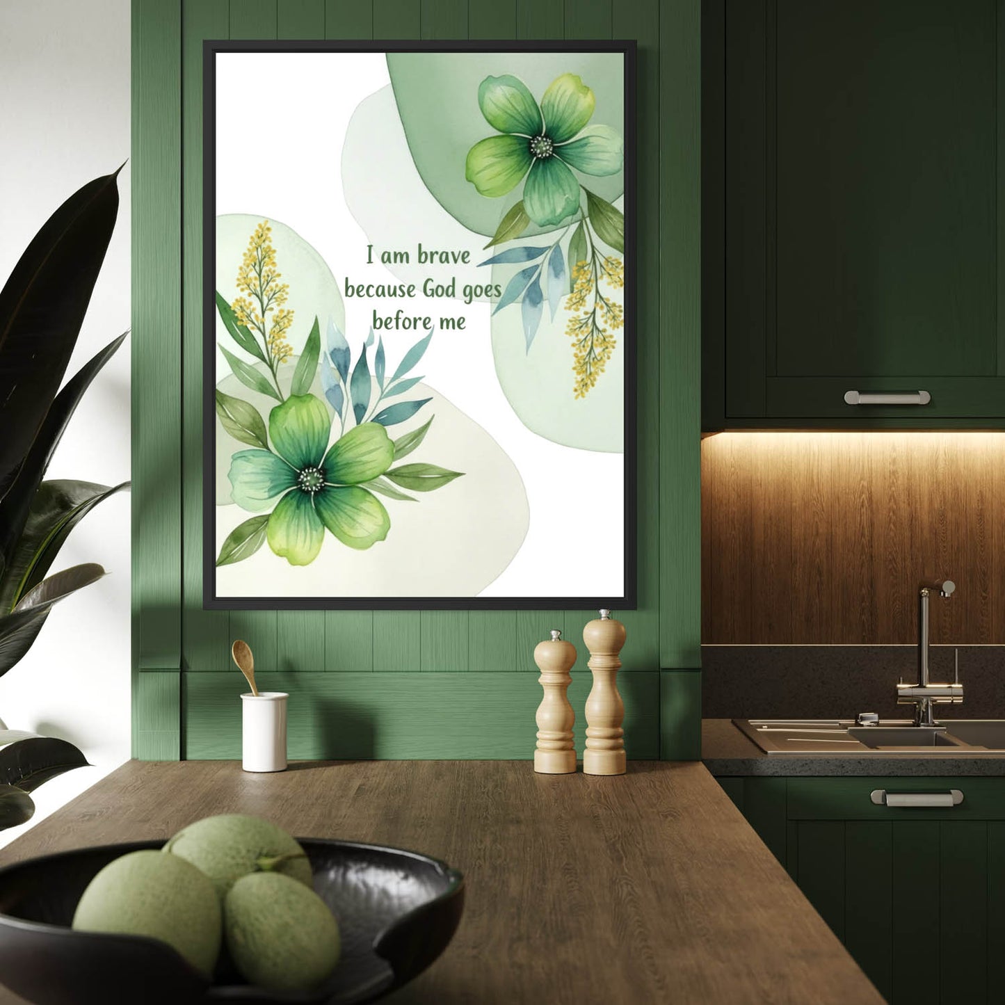 I Am Brave - Christian Floral Art Print