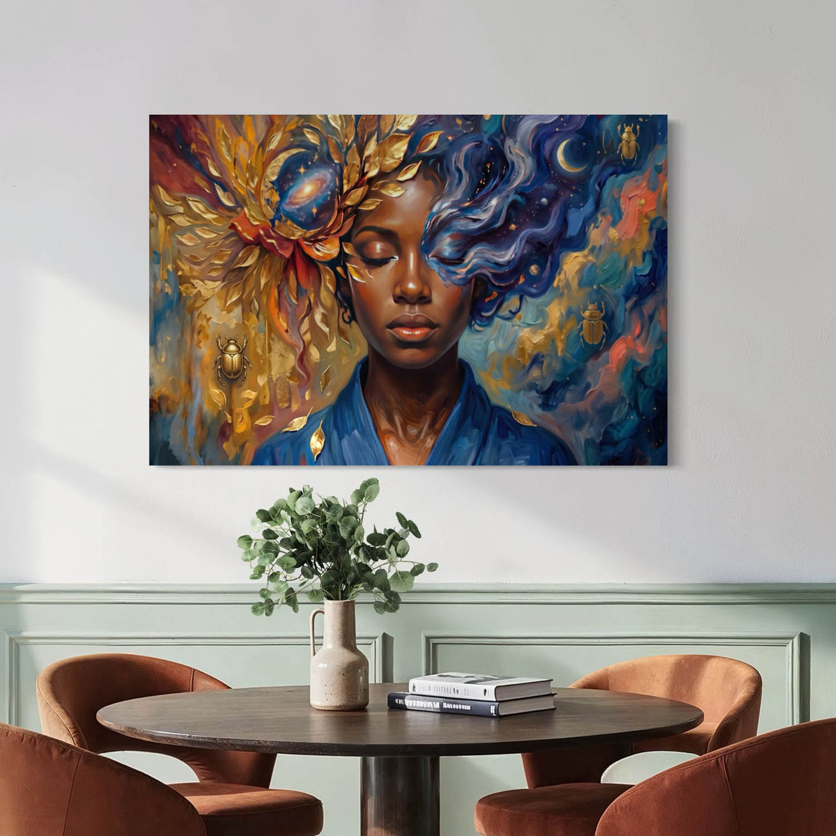 Surreal Sun & Moon Portrait - Canvas Wall Art
