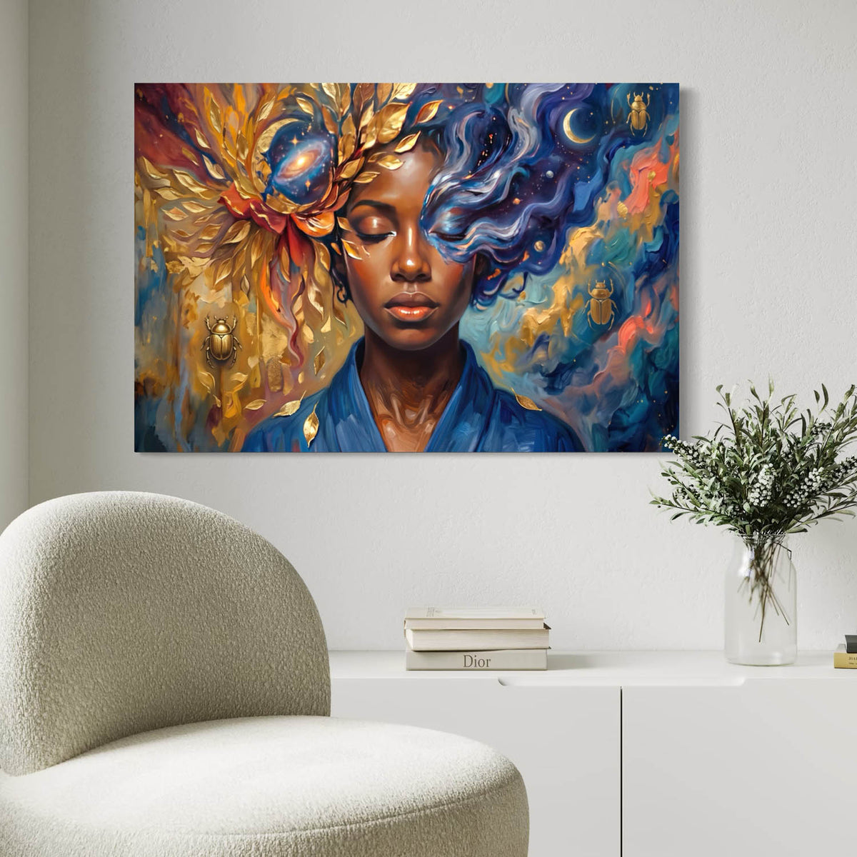 Surreal Sun & Moon Portrait - Canvas Wall Art
