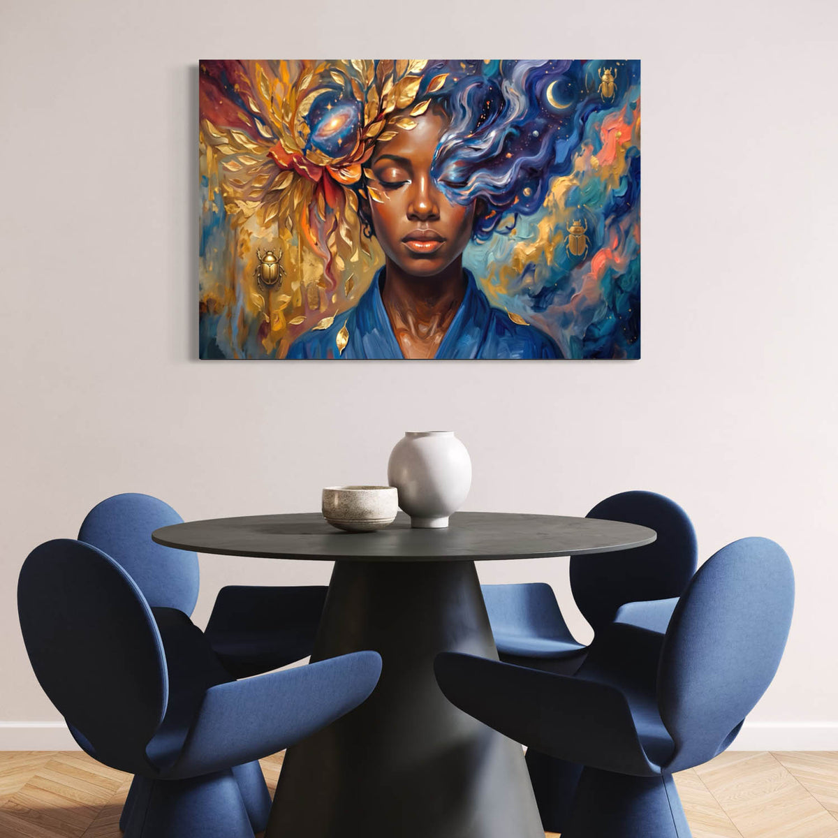 Surreal Sun & Moon Portrait - Canvas Wall Art