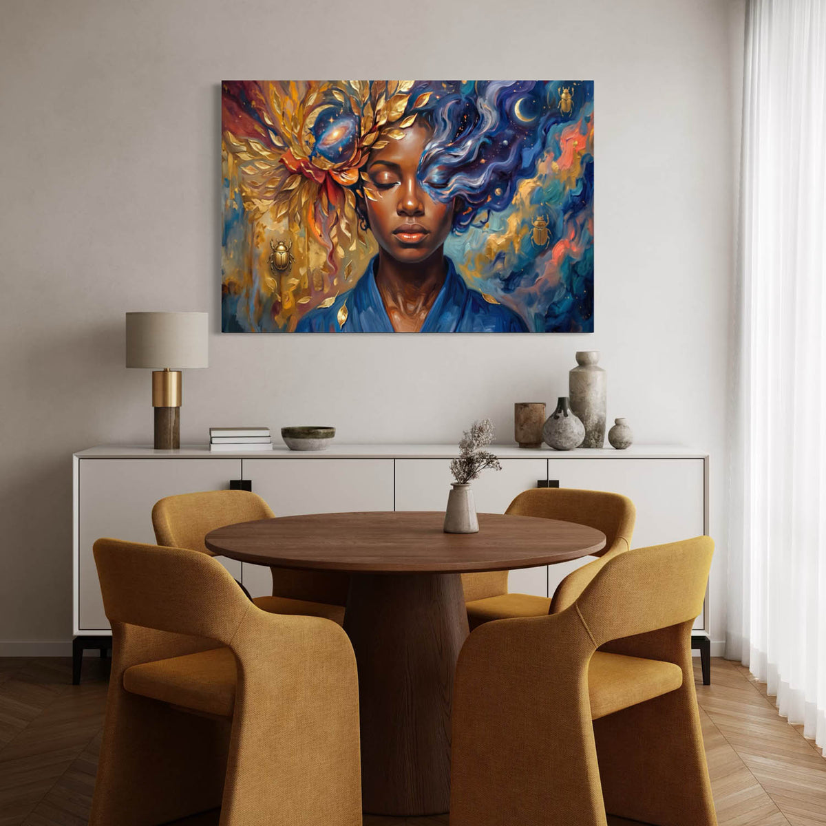 Surreal Sun & Moon Portrait - Canvas Wall Art