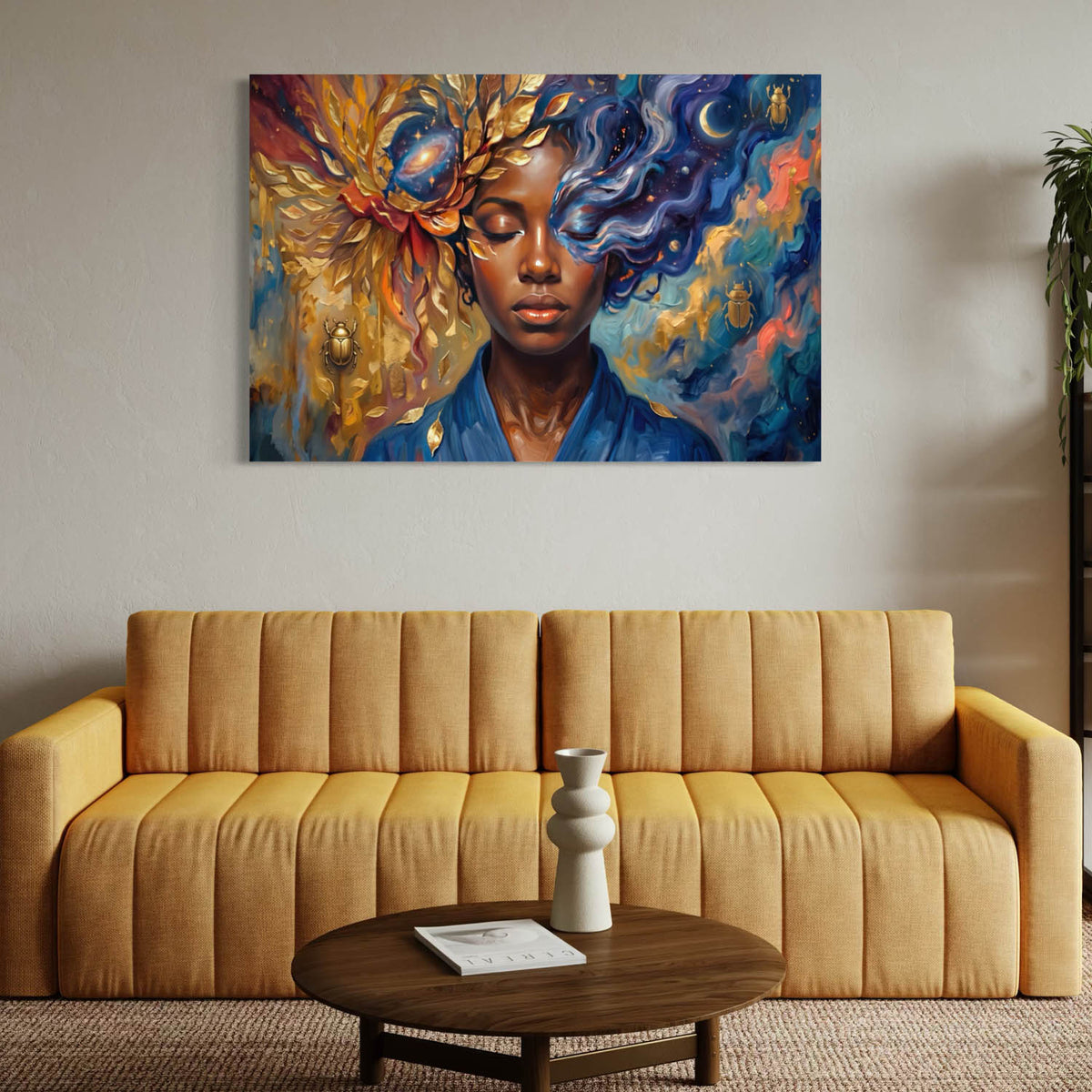 Surreal Sun & Moon Portrait - Canvas Wall Art
