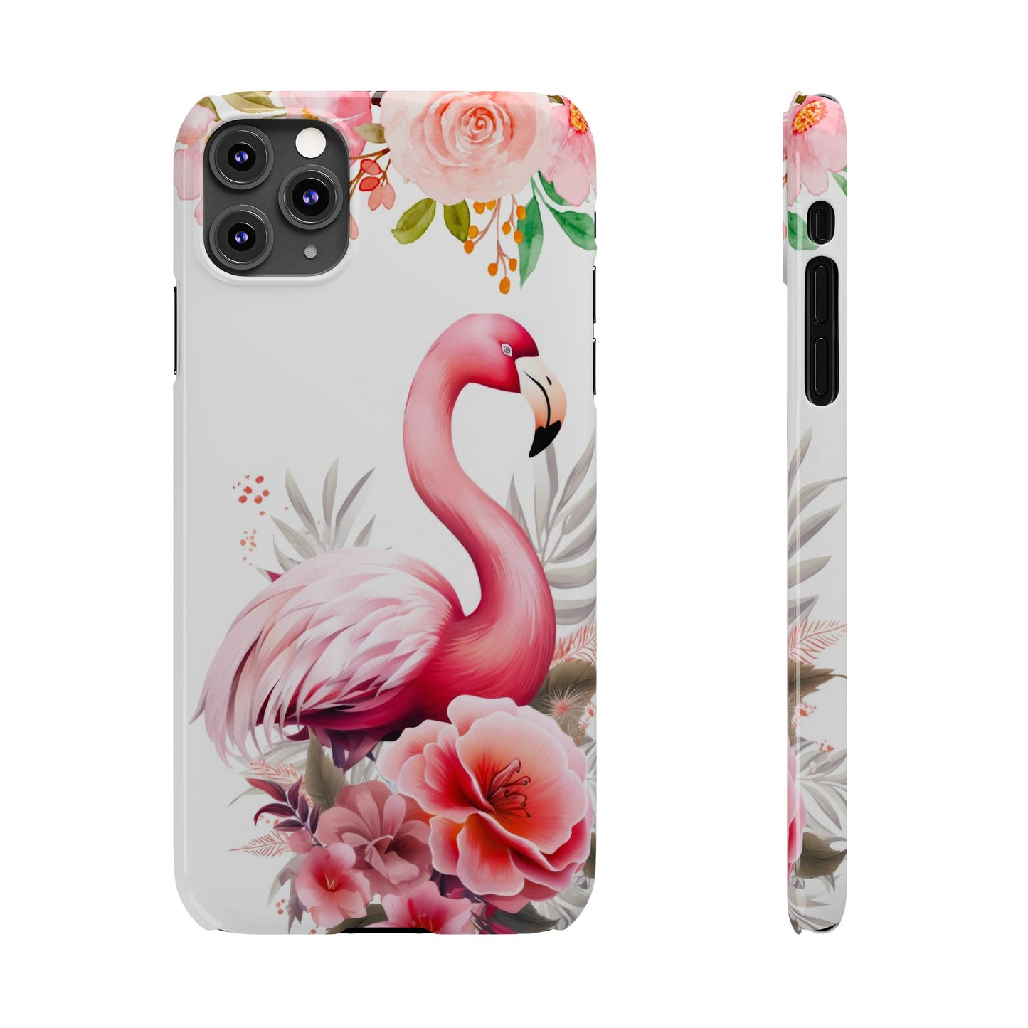 Floral Pink Flamingo - iPhone Case