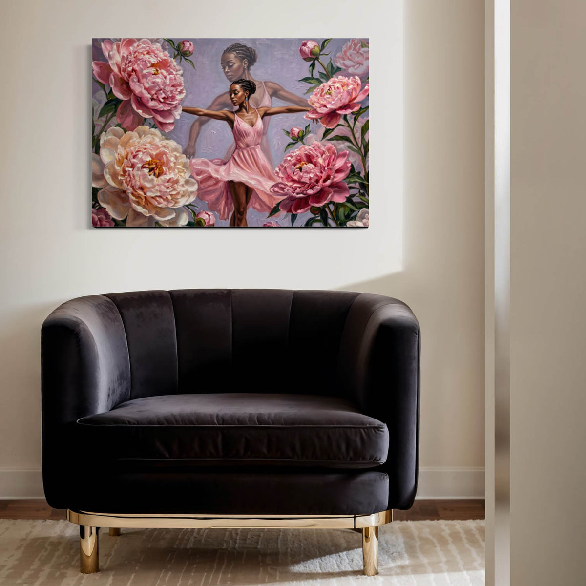Ballet Dancer Peonies - Canvas Wall Art