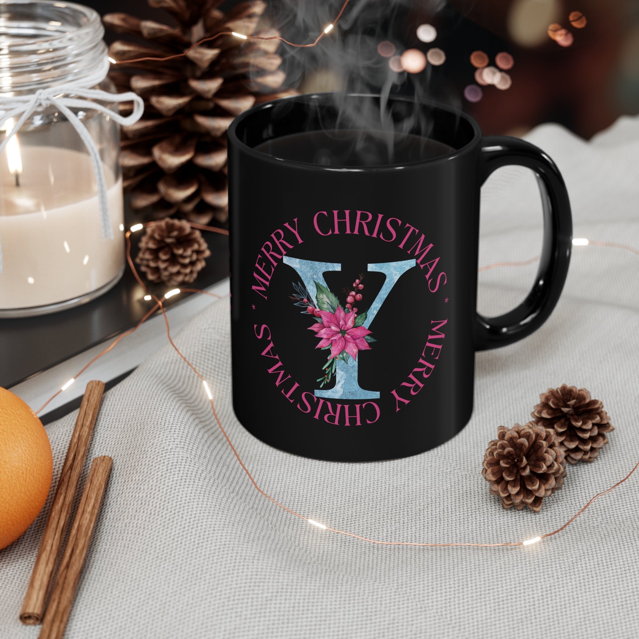 Letter Y Christmas Monogram Mug
