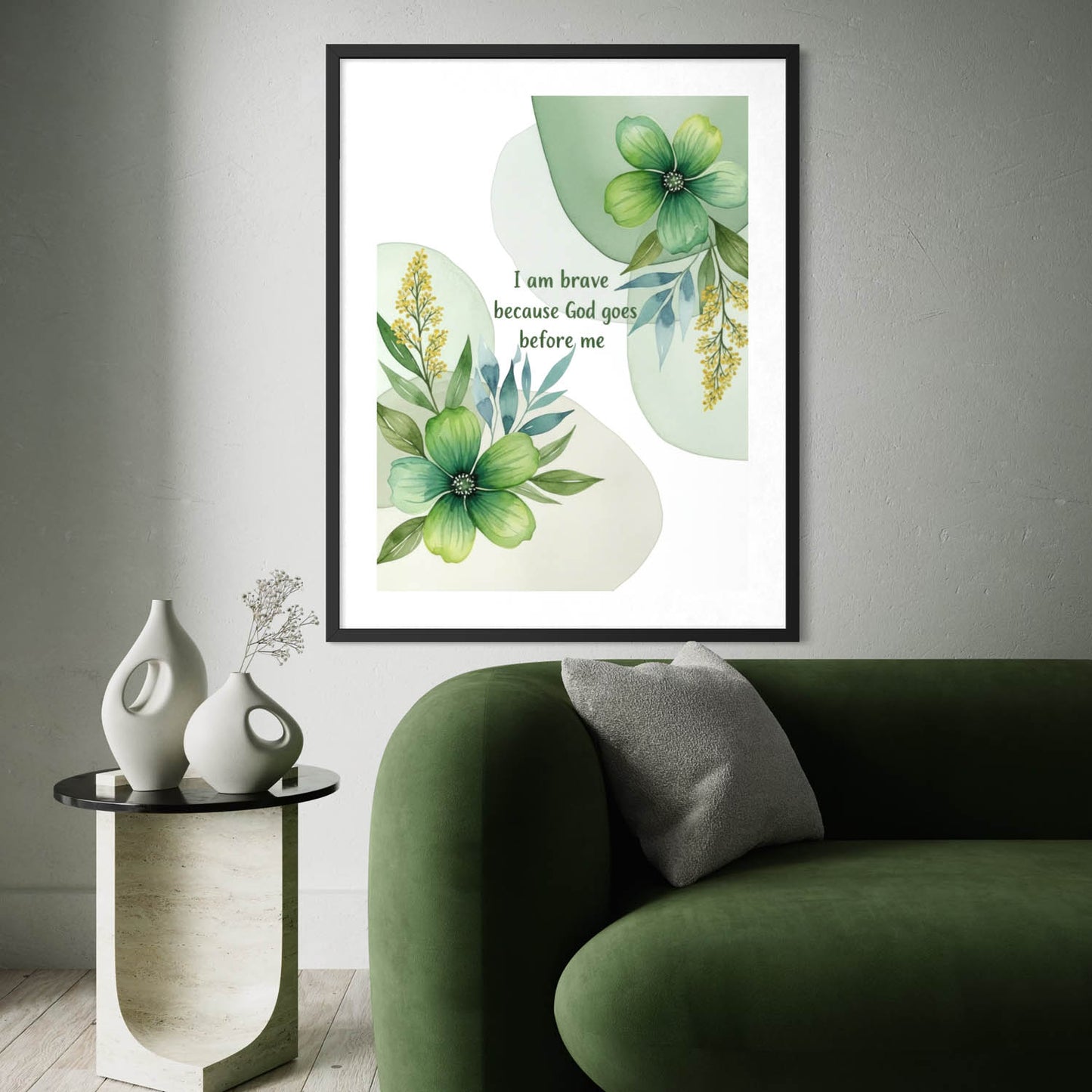 I Am Brave - Christian Floral Art Print