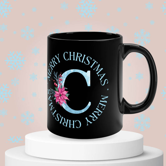 Letter C Christmas Monogram Mug
