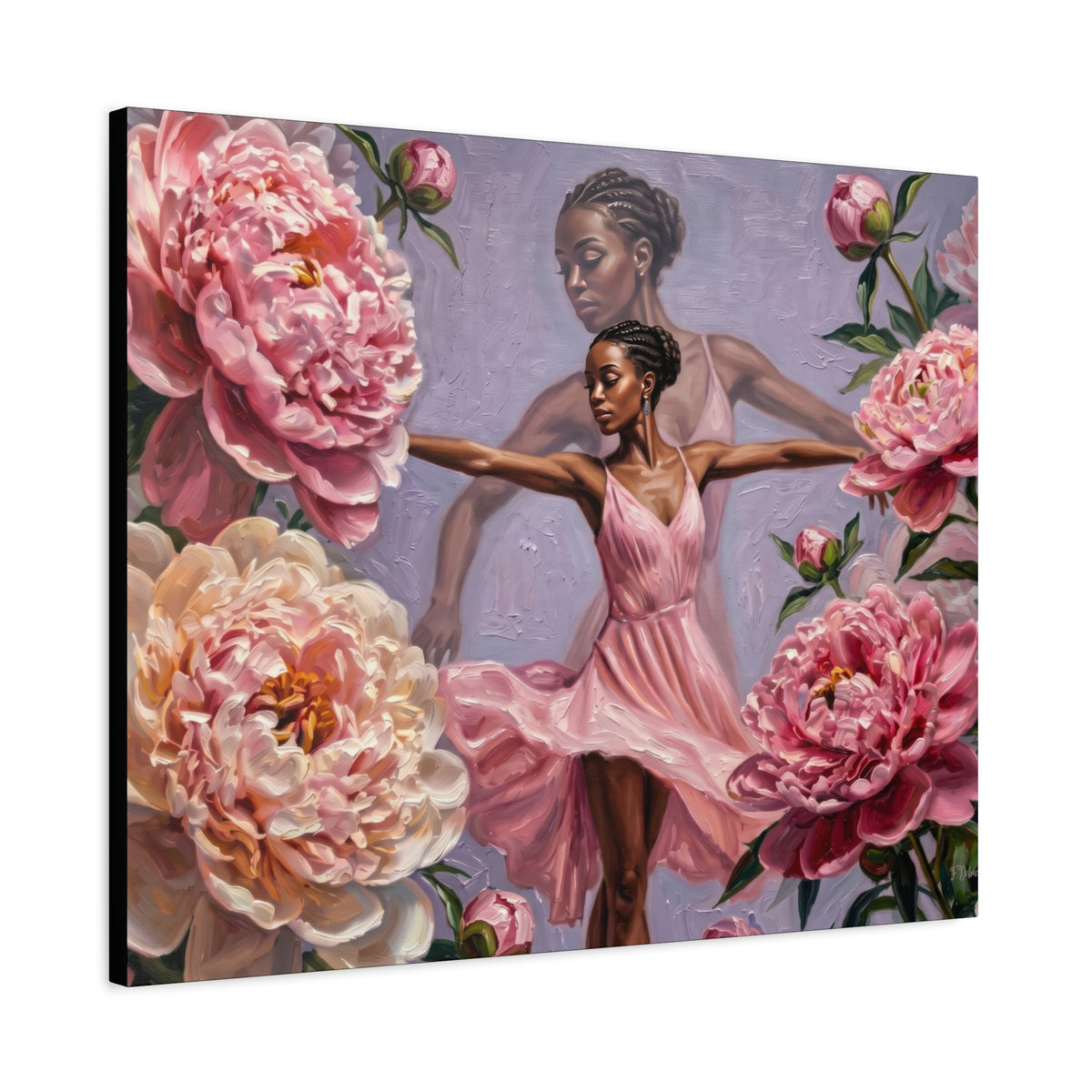 Ballet Dancer Peonies - Canvas Wall Art