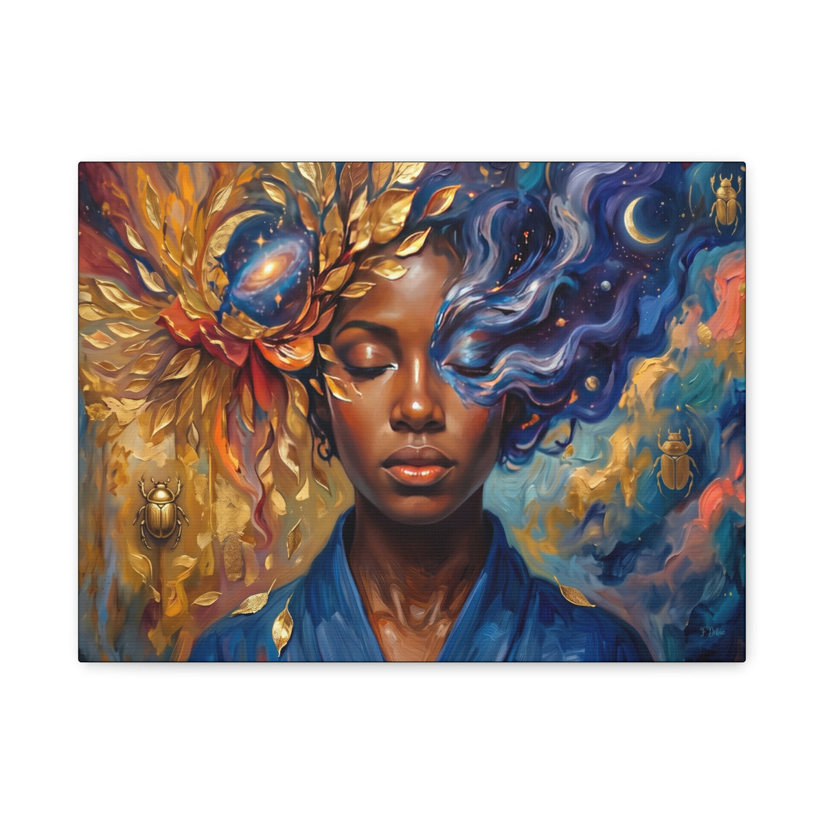 Surreal Sun & Moon Portrait - Canvas Wall Art