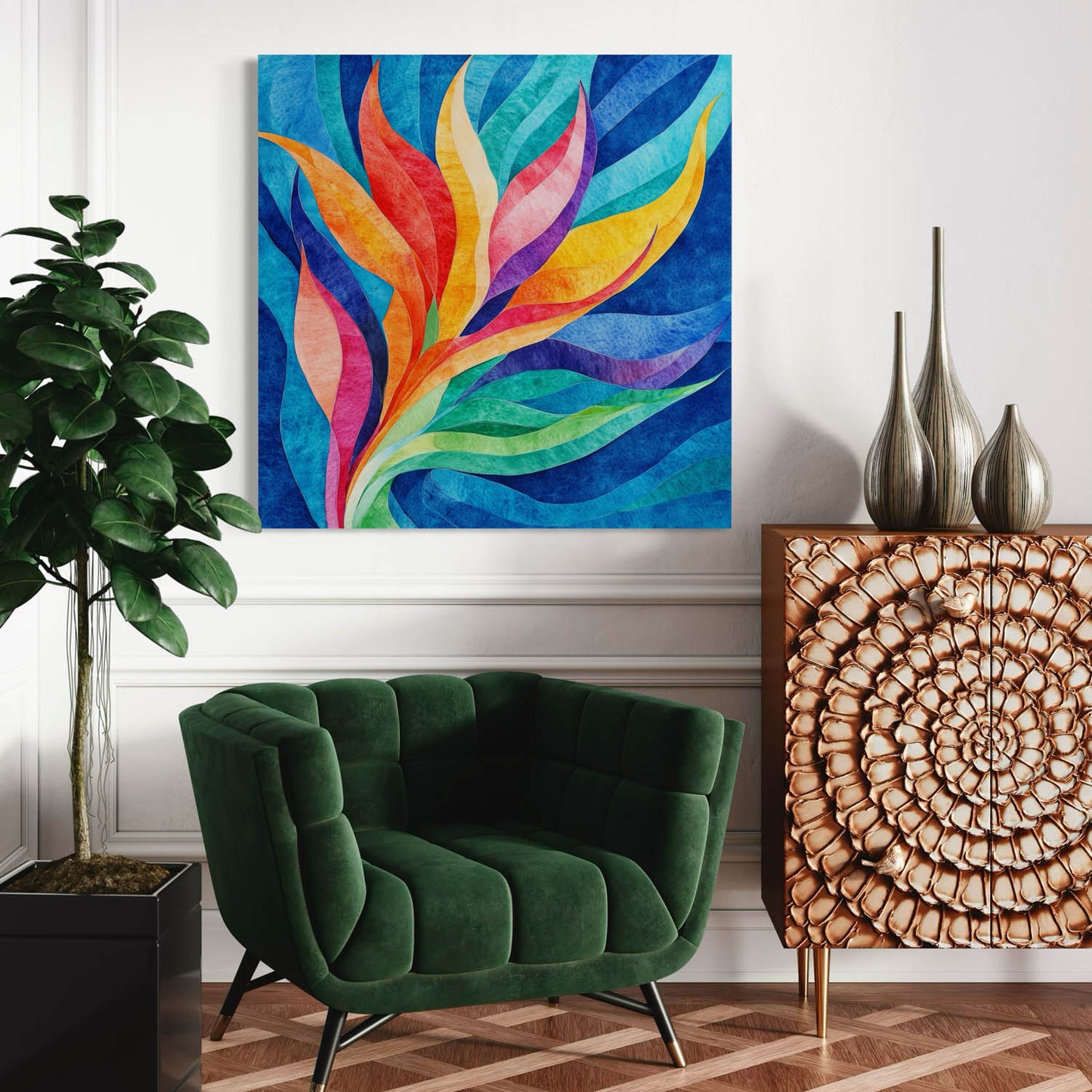 Lush Blue Motion - Canvas Wall Art