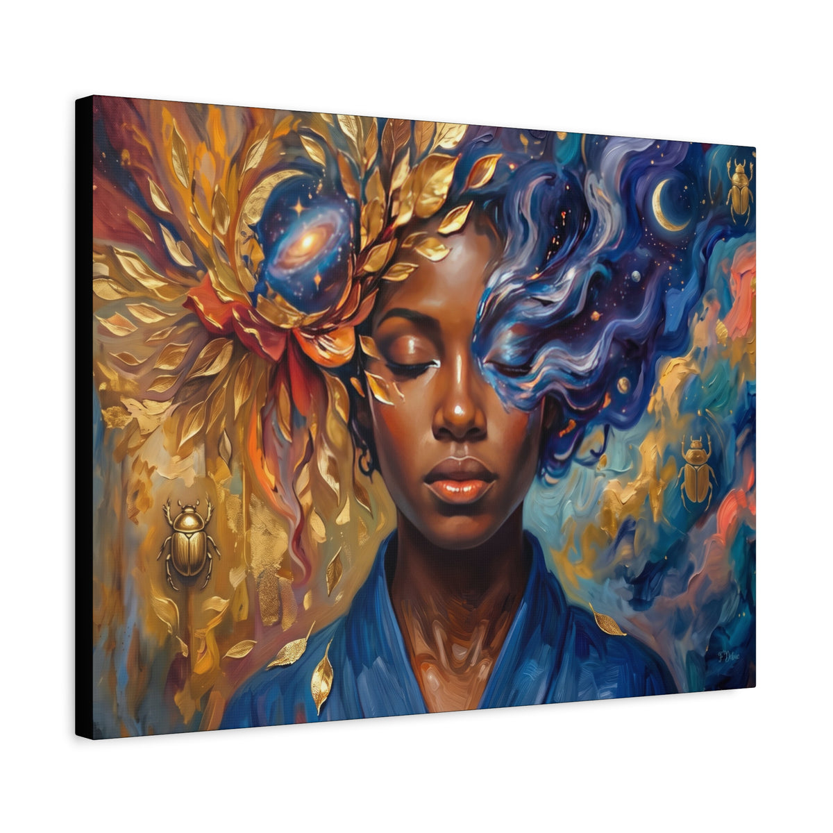 Surreal Sun & Moon Portrait - Canvas Wall Art