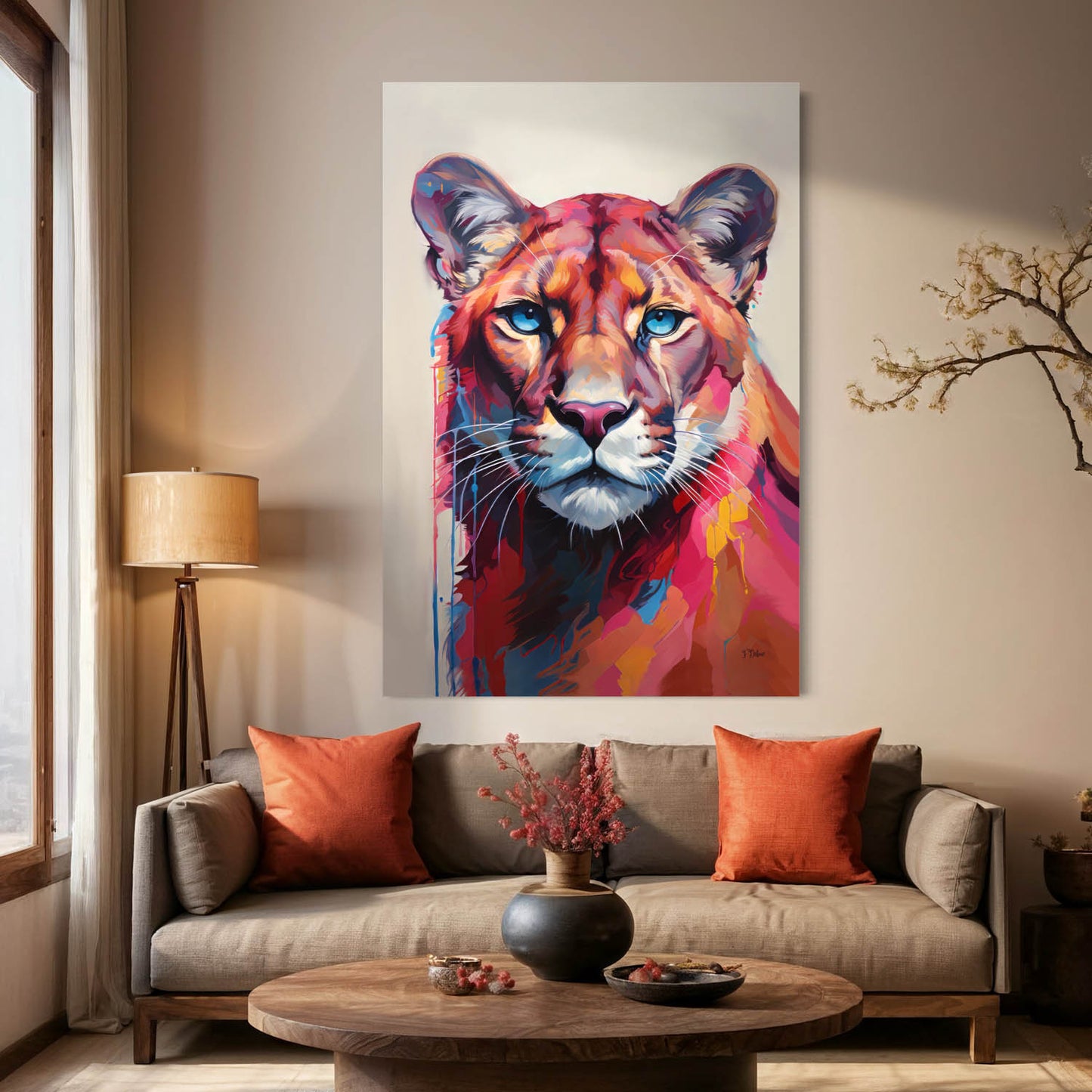 Abstract Cougar - Canvas Wall Art