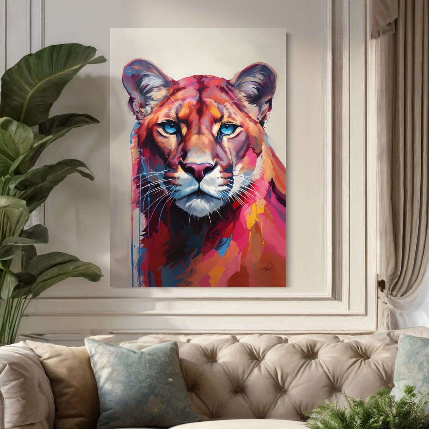 Abstract Cougar - Canvas Wall Art