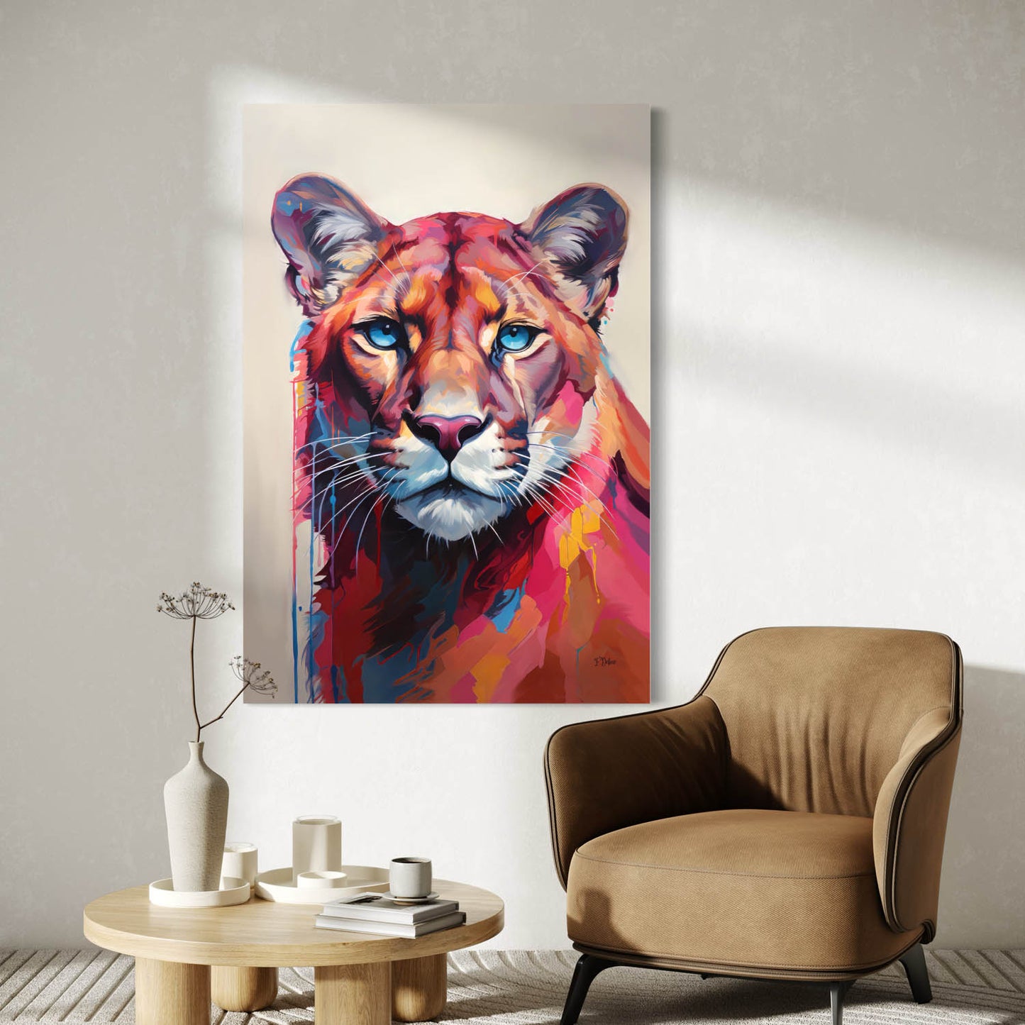 Abstract Cougar - Canvas Wall Art