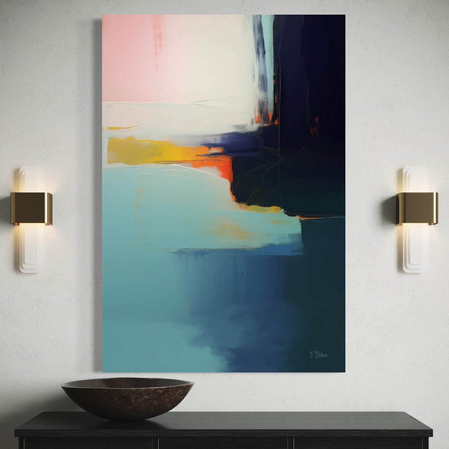 Ocean Pulse – Blue Abstract Canvas Wall Art