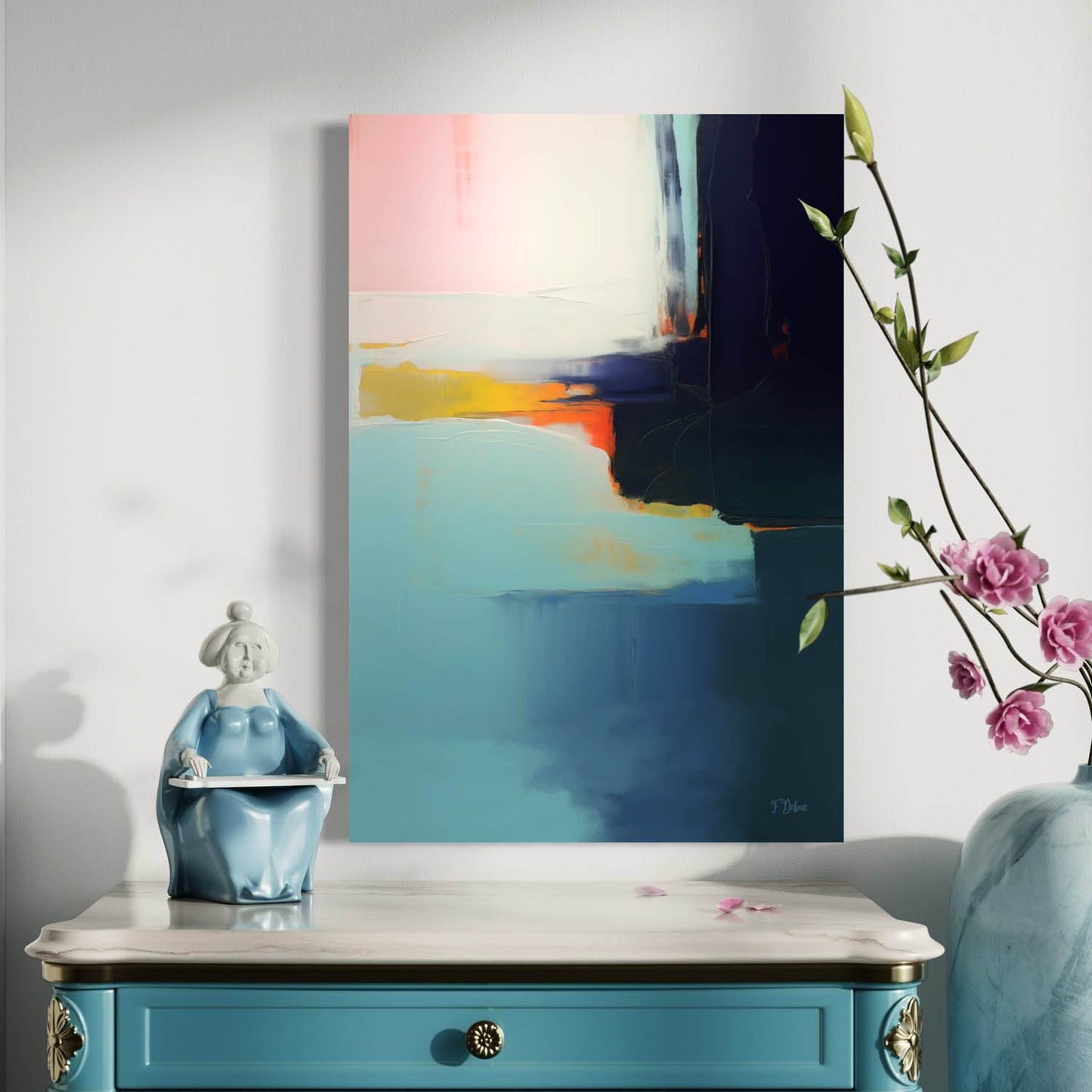 Ocean Pulse – Blue Abstract Canvas Wall Art