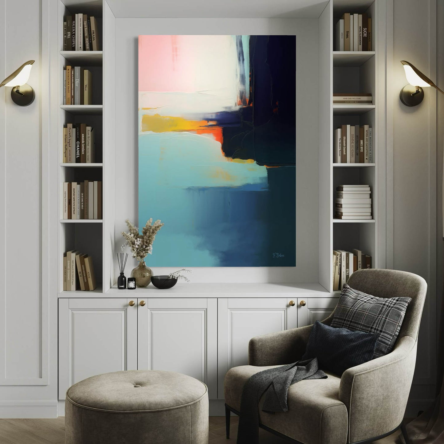 Ocean Pulse – Blue Abstract Canvas Wall Art