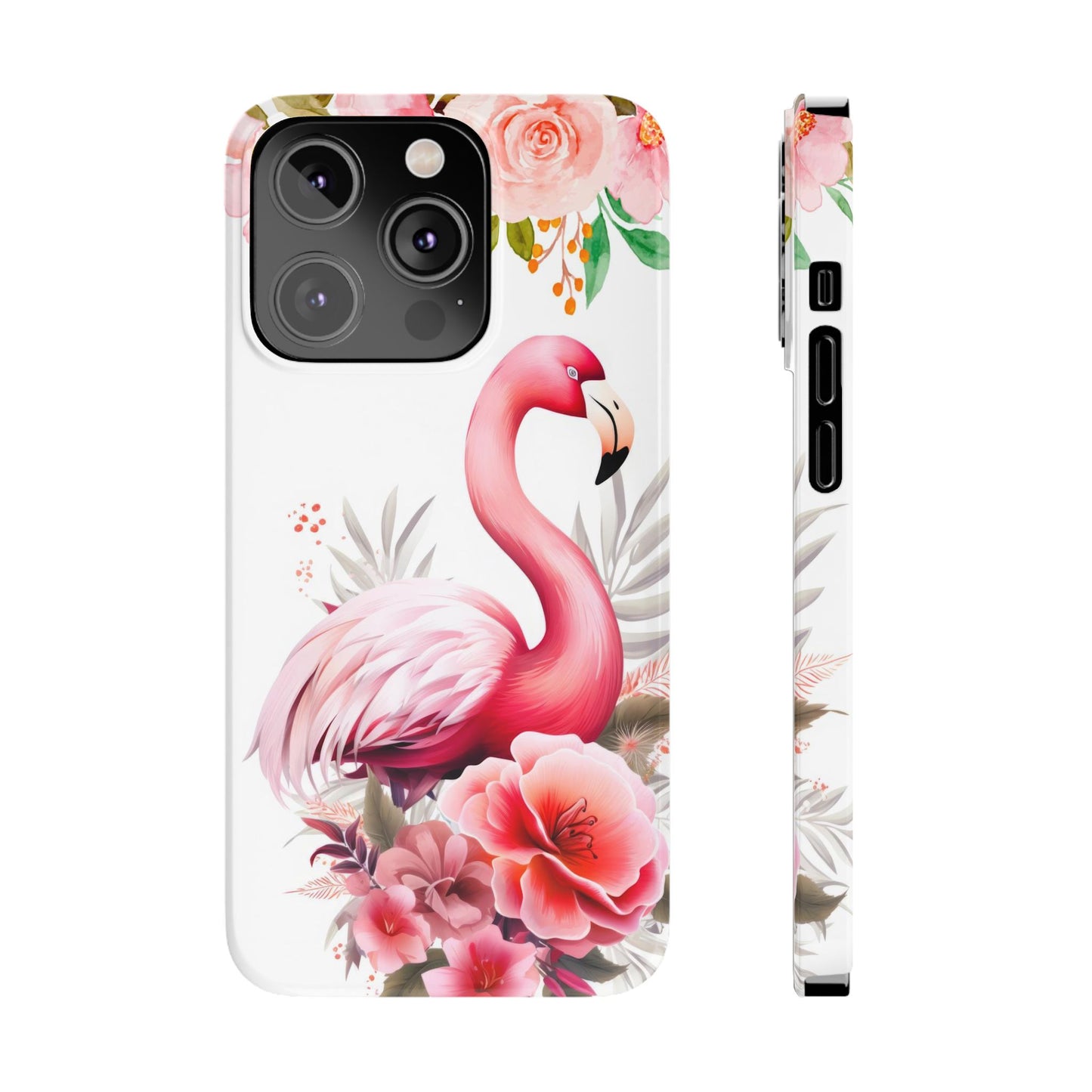 Floral Pink Flamingo - iPhone Case