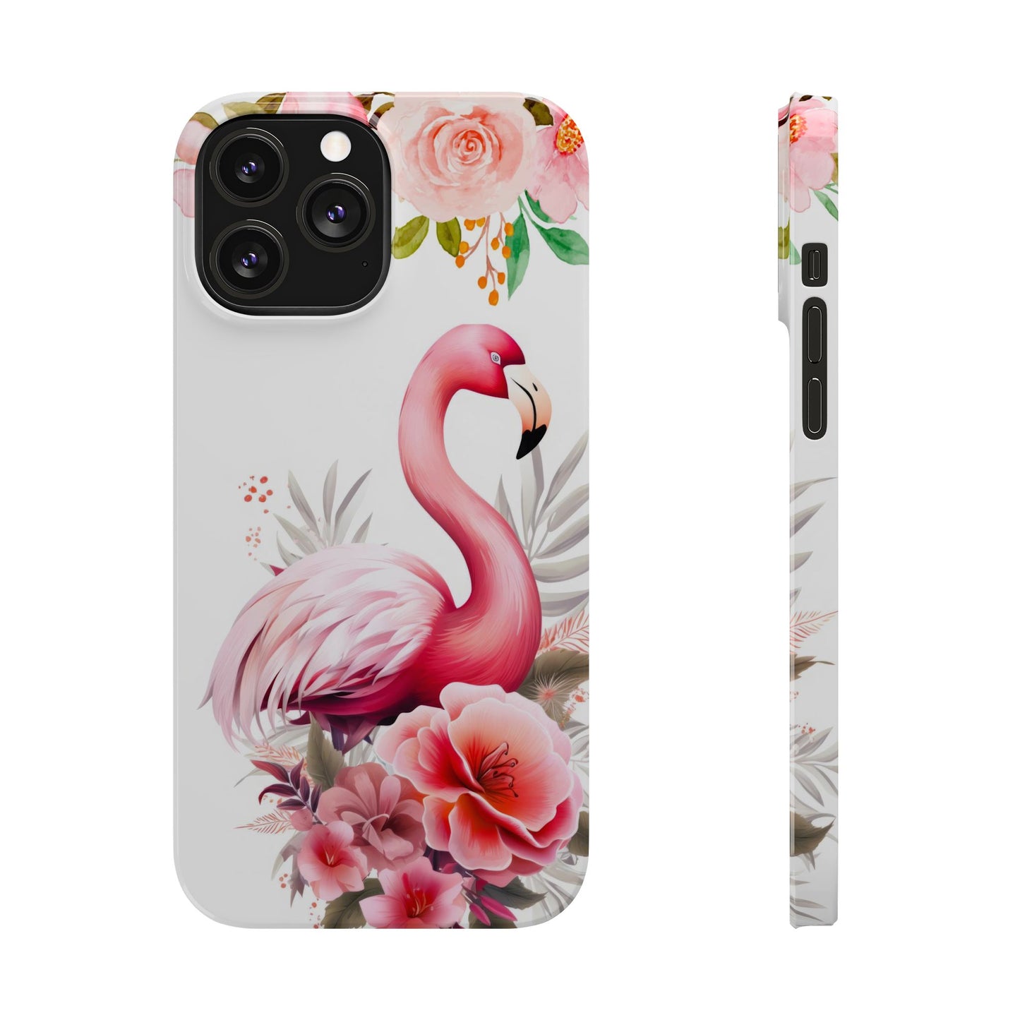 Floral Pink Flamingo - iPhone Case