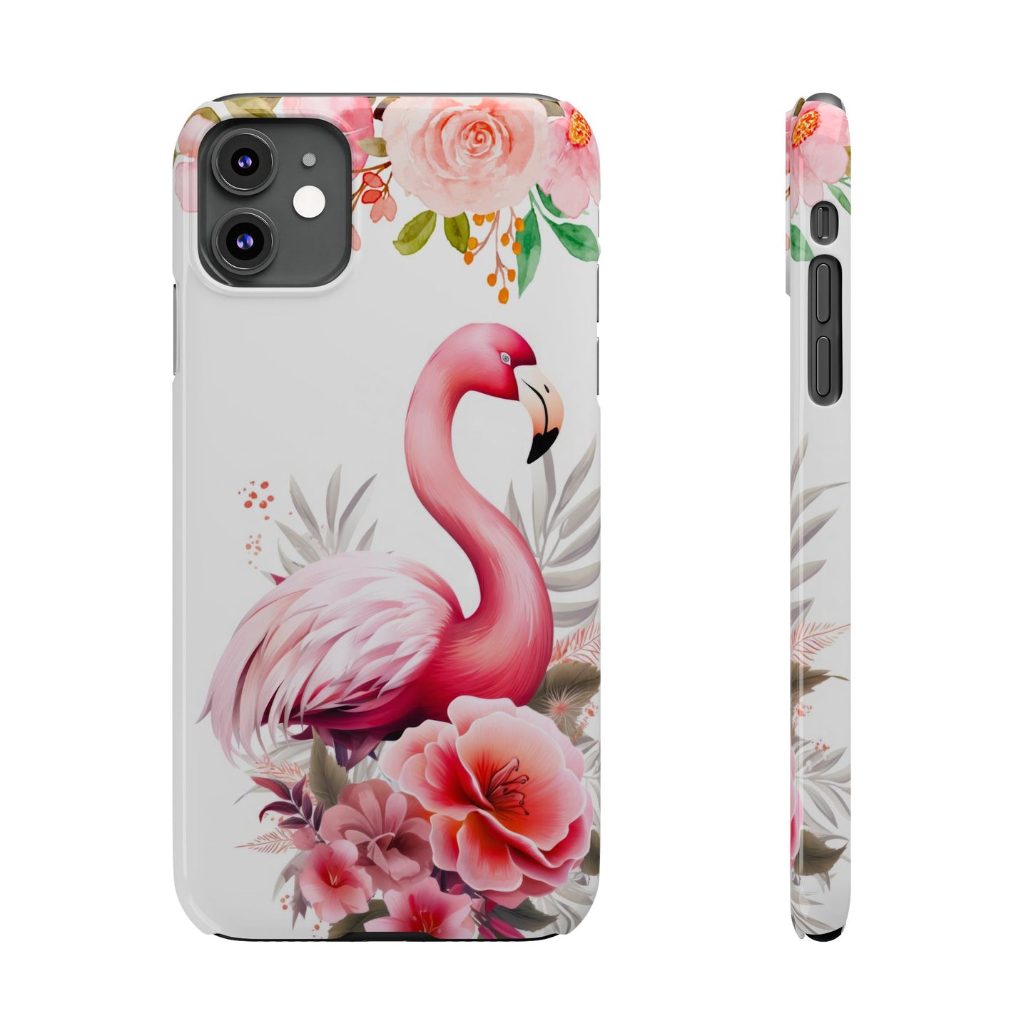 Floral Pink Flamingo - iPhone Case