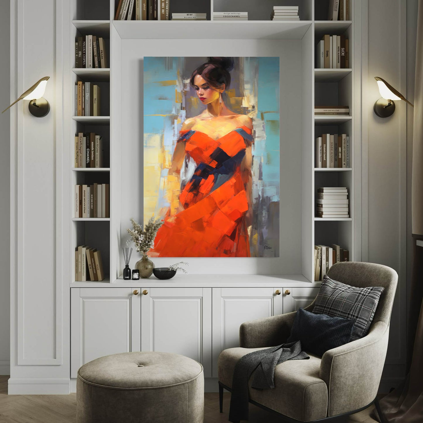 Lady In Red - Canvas Wall Art