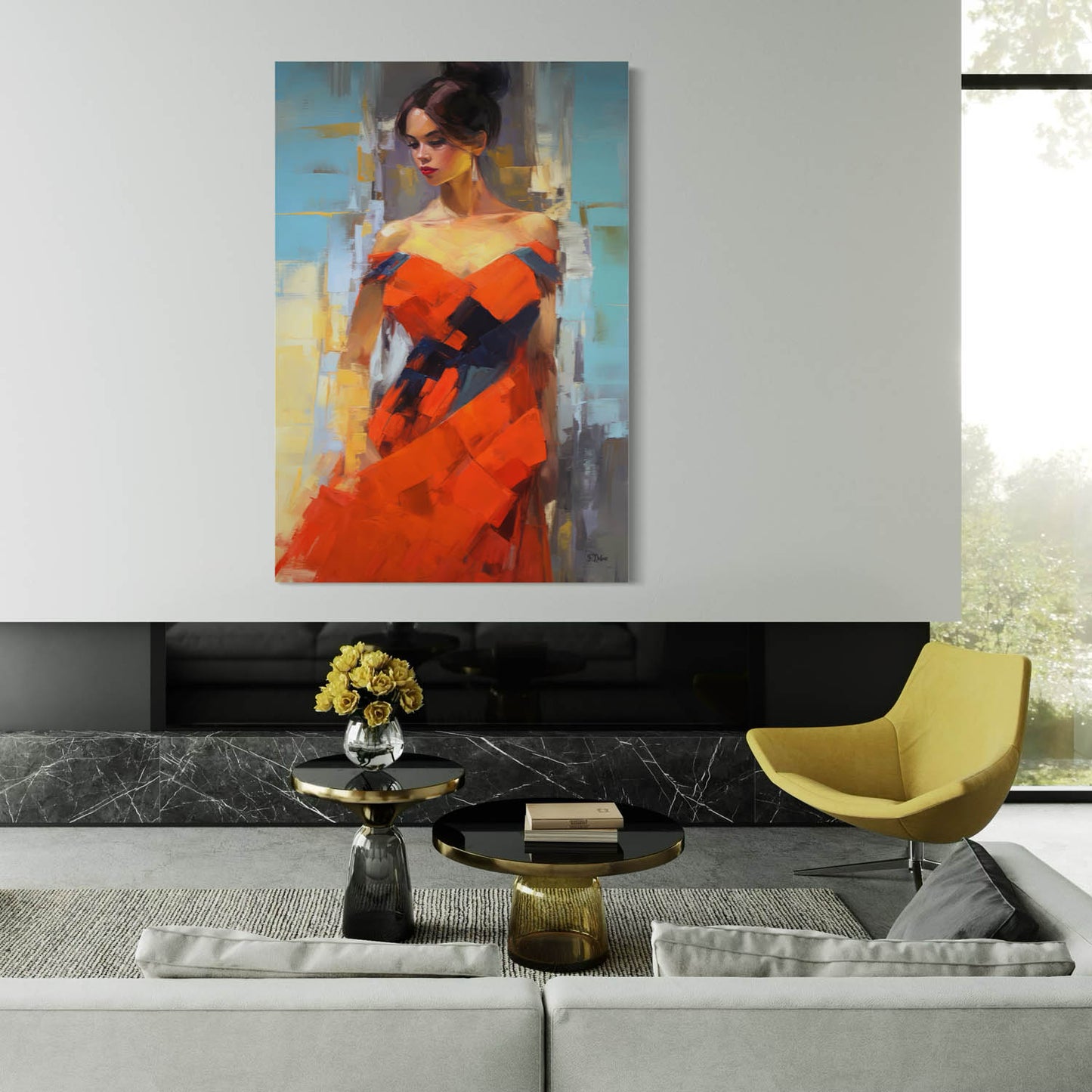 Lady In Red - Canvas Wall Art