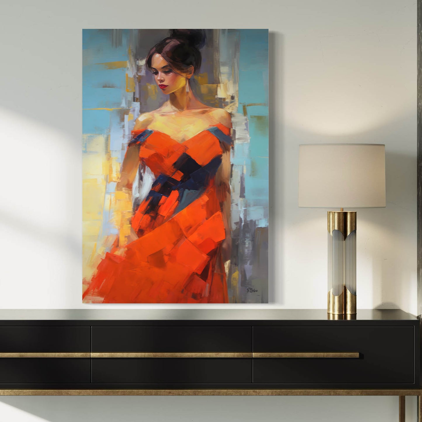 Lady In Red - Canvas Wall Art