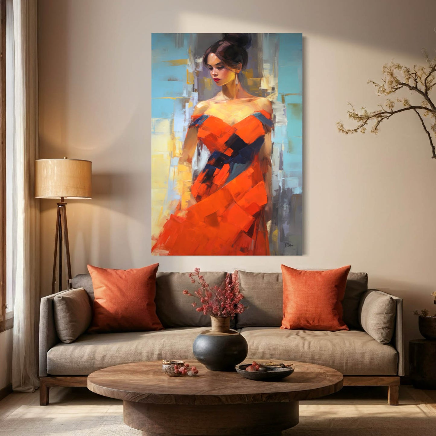 Lady In Red - Canvas Wall Art