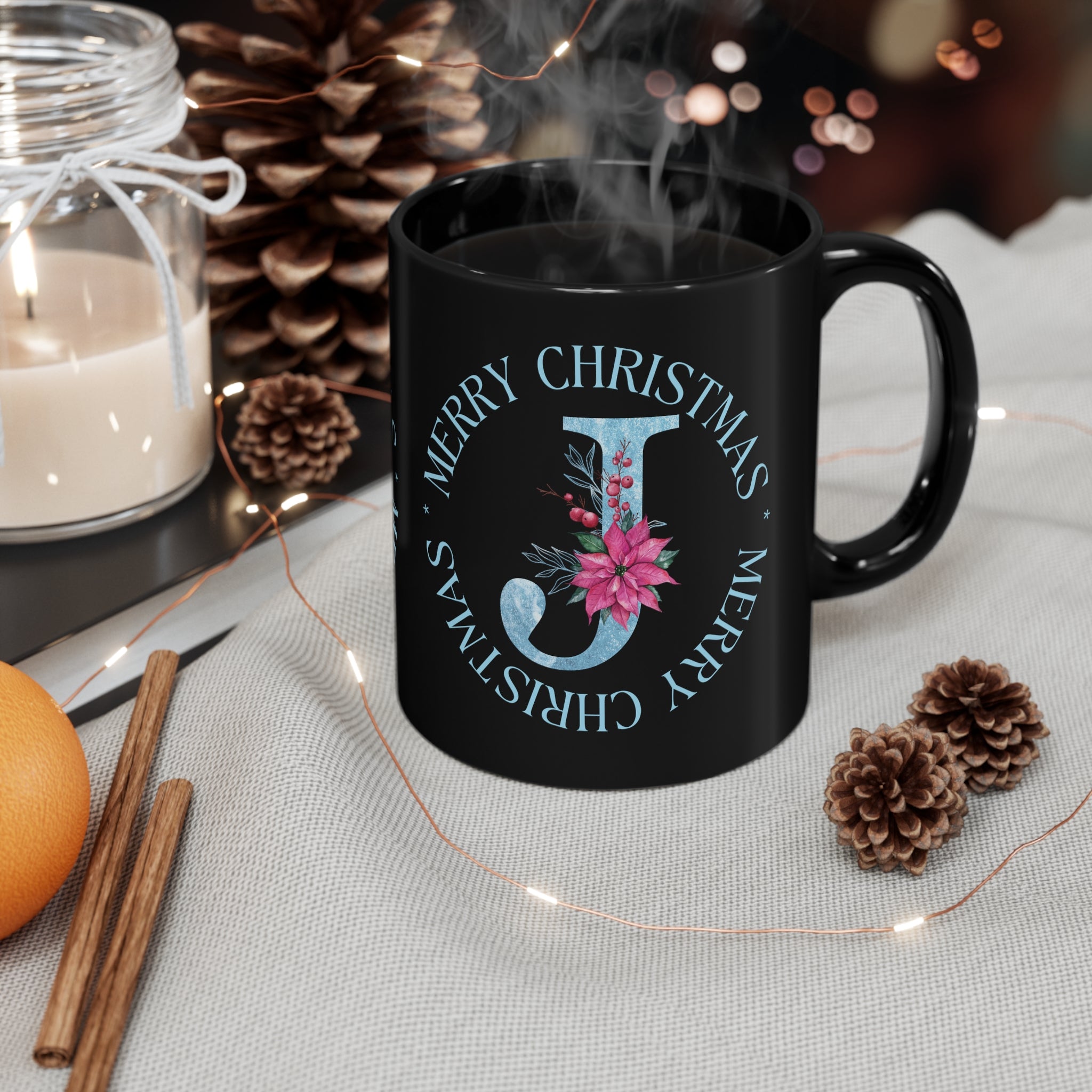 Letter J Monogram Christmas Mug